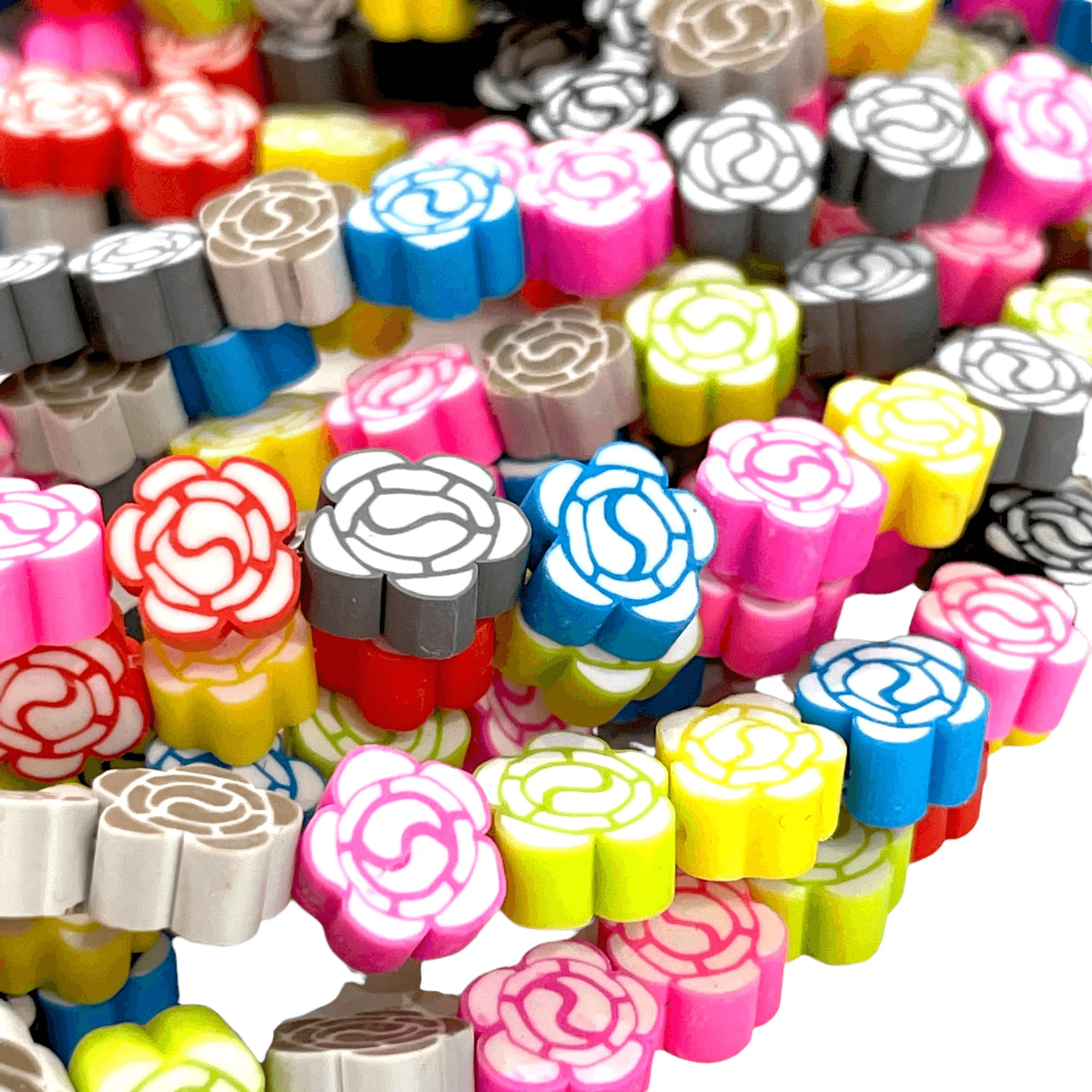 10mm Polymer Clay Flower Charms,10 Beads in a Pack - Image 2