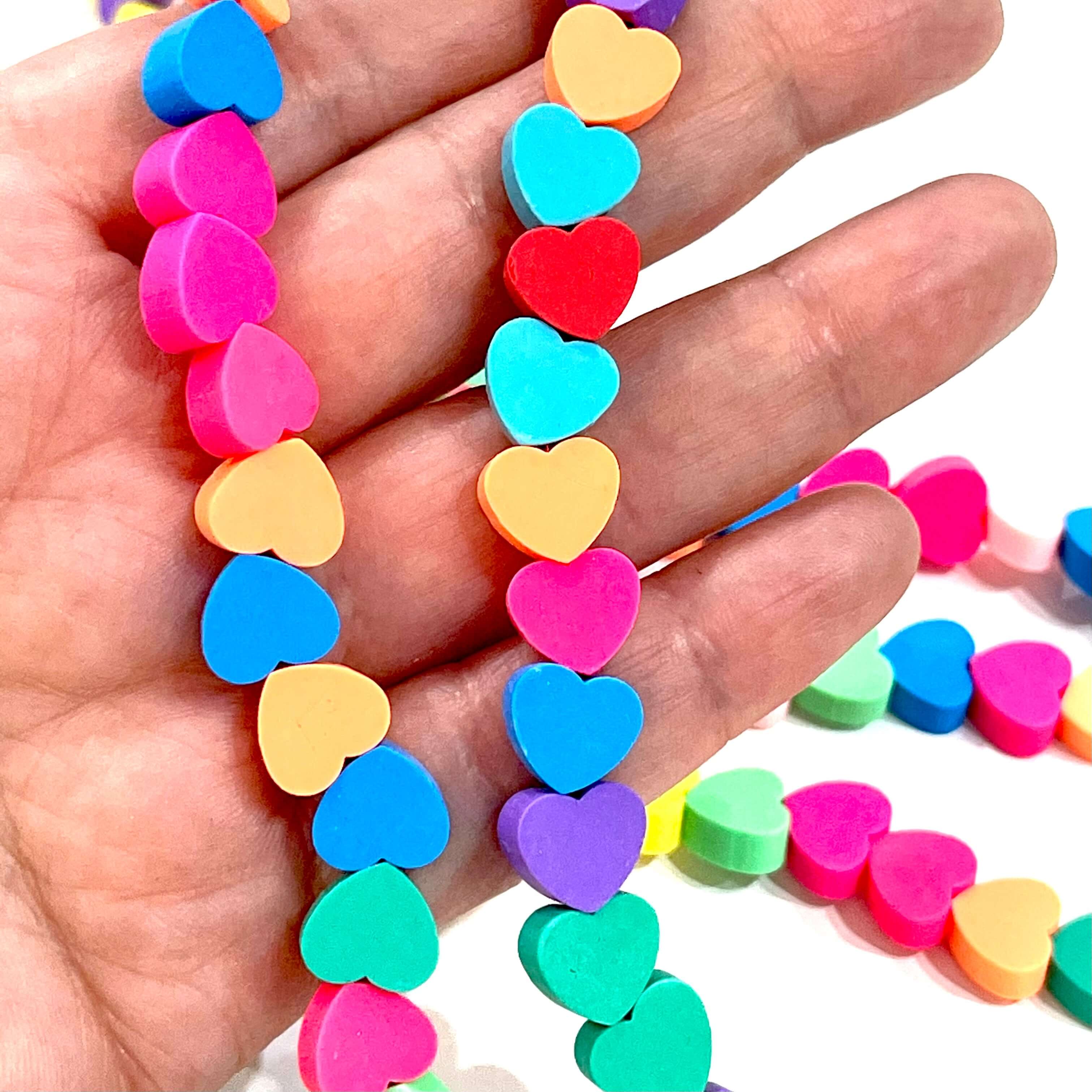 10mm Polymer Clay Hearts,10 Beads in a Pack