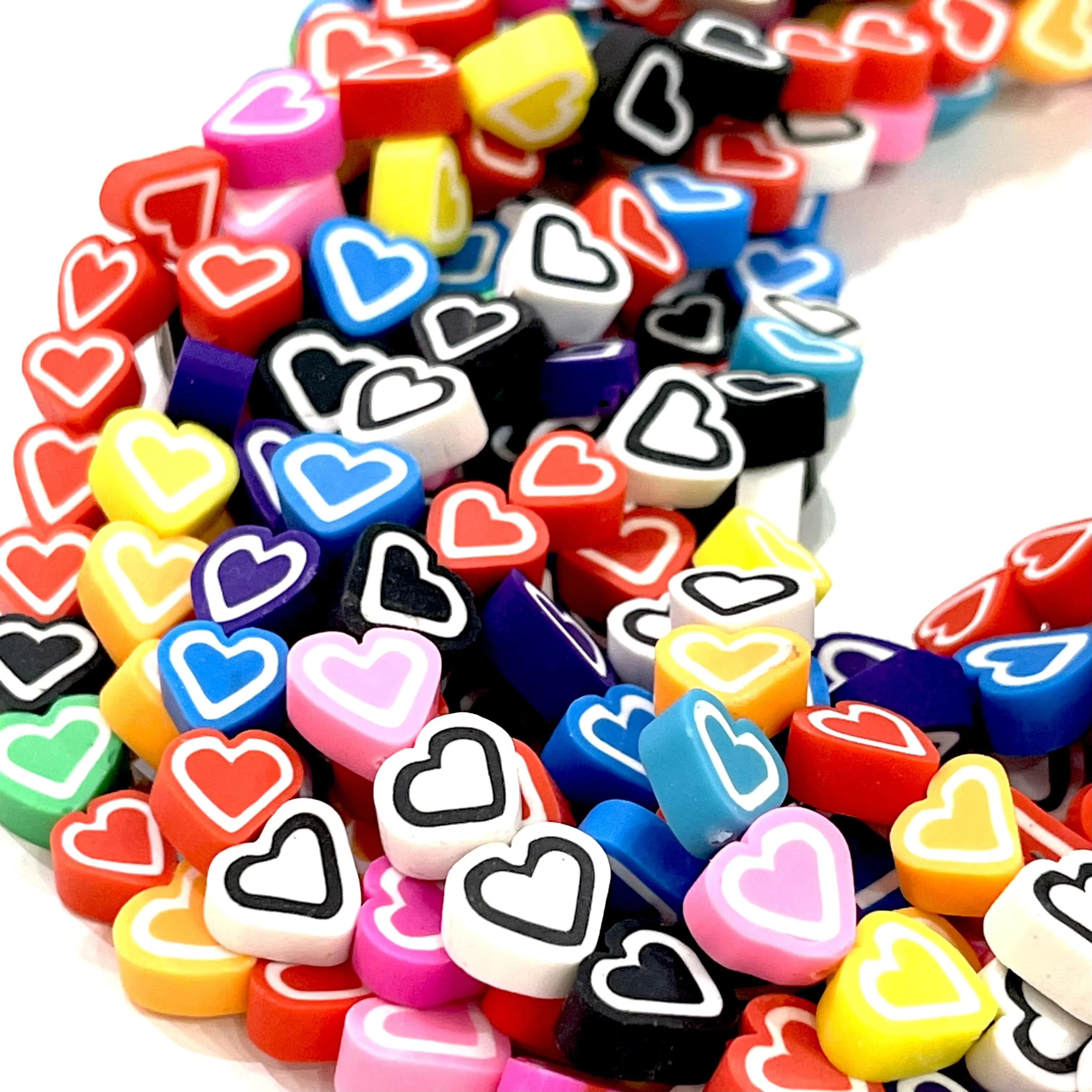 10mm Polymer Clay Hearts,10 Beads in a Pack - Image 2