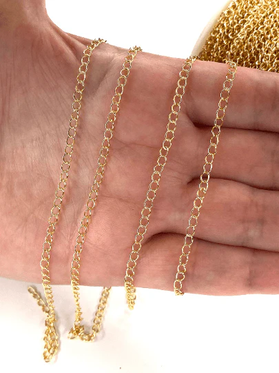 16.5 Foot, 5 Meters Bulk-24Kt Gold Plated Extender Chain, 3.5x4.5mm Gold Plated Extender Chain, - Image 4