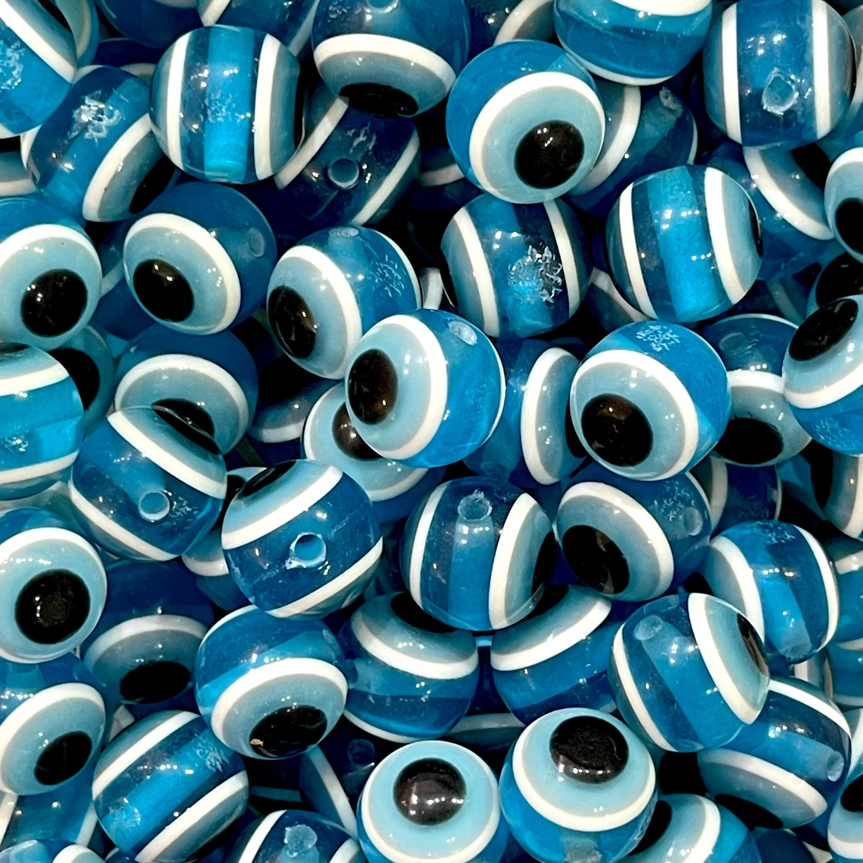16mm Transparent Round Resin Evil Eye Beads, 50 Gr Approx 18 Beads in a Pack - Image 2