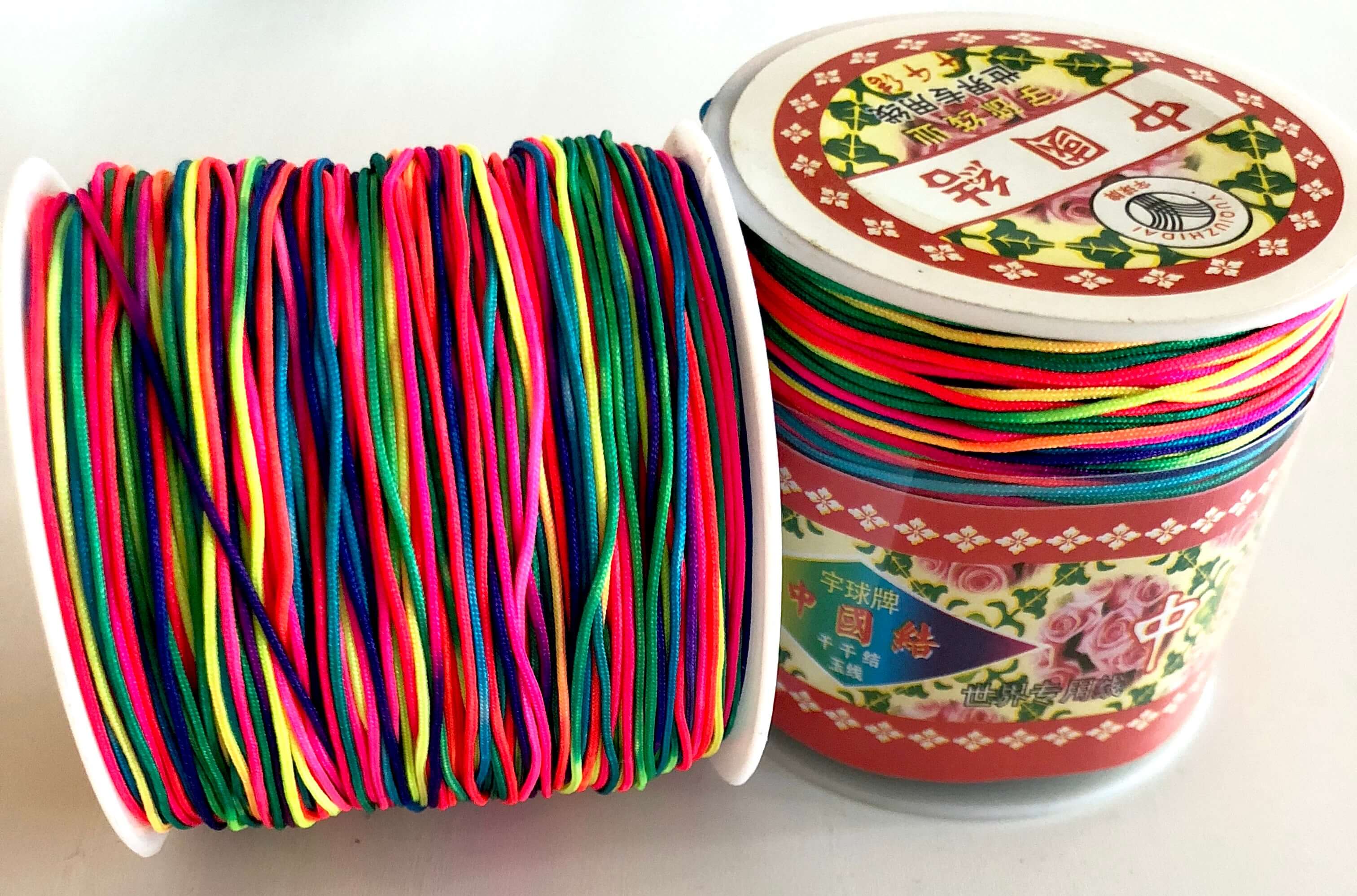 100 Yards -1MM Multicolor Neon Knotting Braided Nylon Cord, 100 Yards Reel Shamballa Macrame Beading String