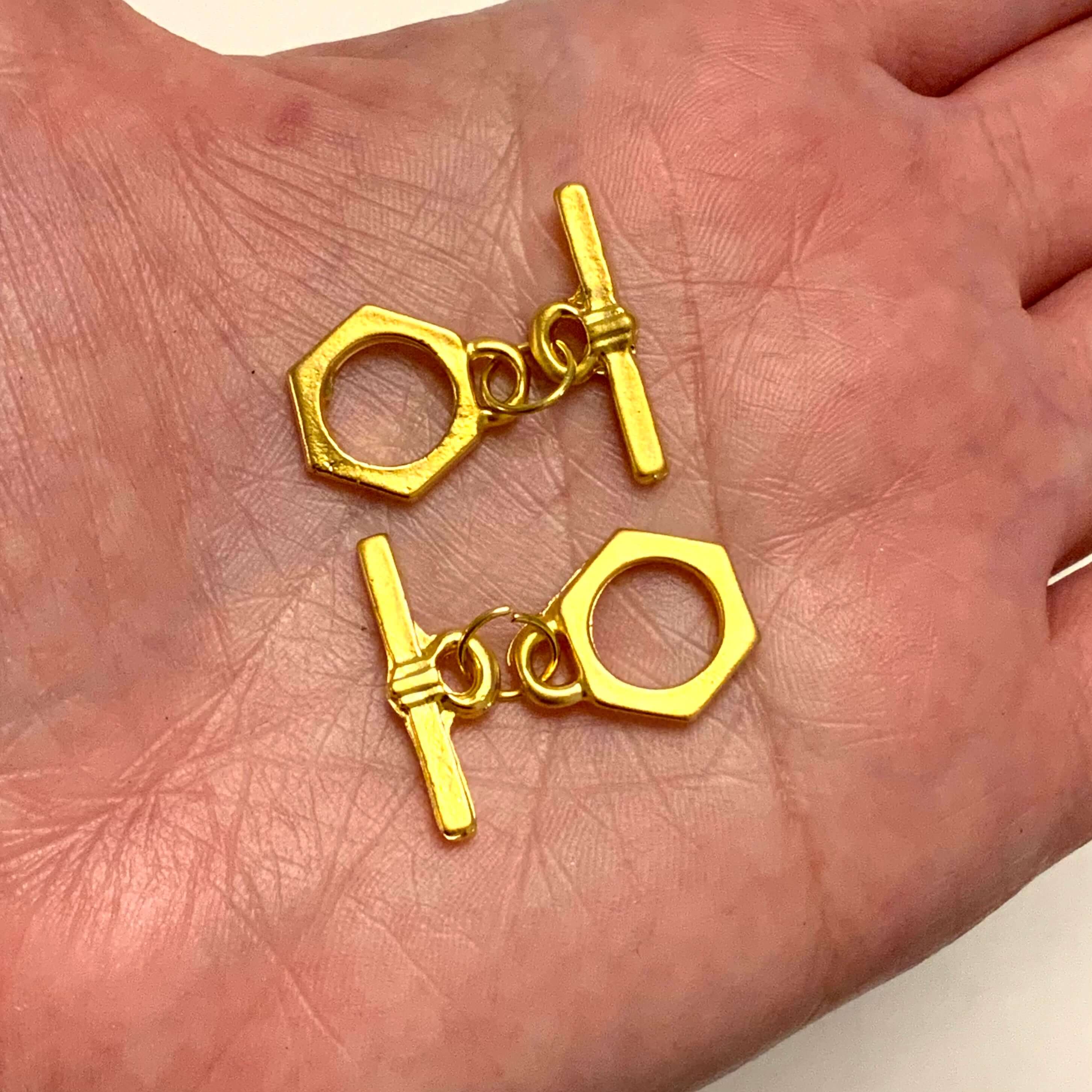 2 Sets 24Kt Matte Gold Plated Toggle Clasp, 24Kt Matte Gold Plated Toggle Clasp,