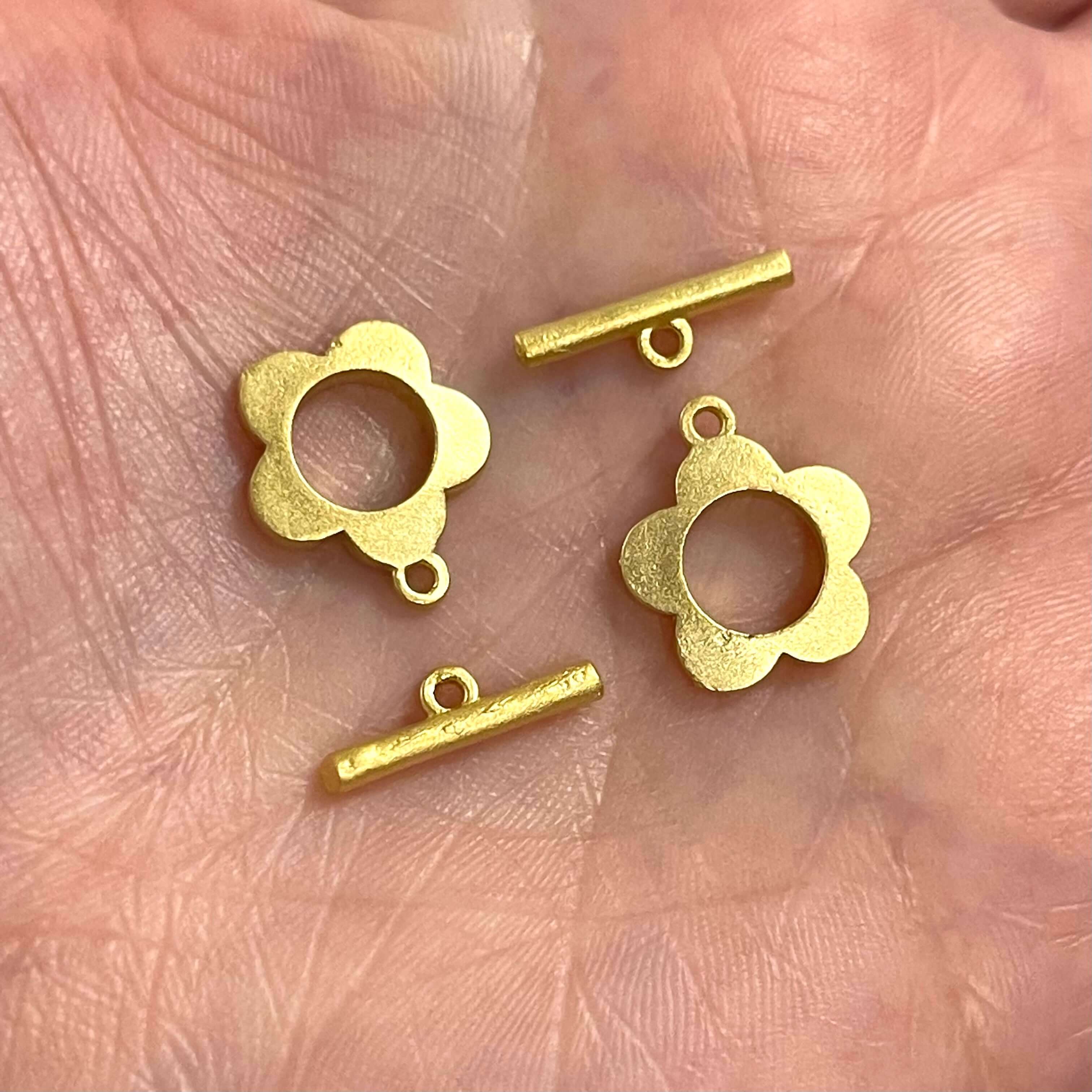 2 Sets 24Kt Matte Gold Plated Toggle Clasps,