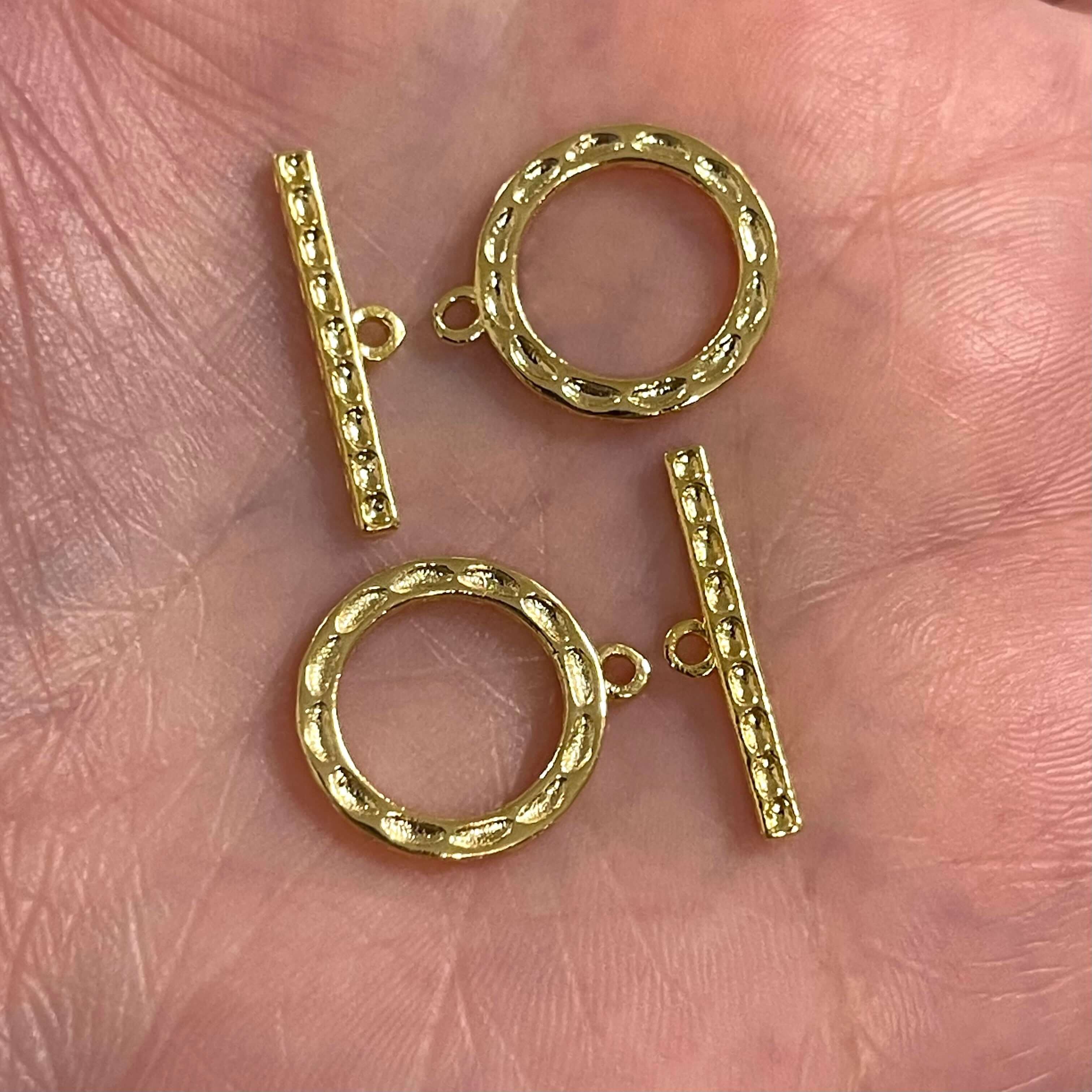 2 Sets 24Kt Shiny Gold Plated Toggle Clasps,
