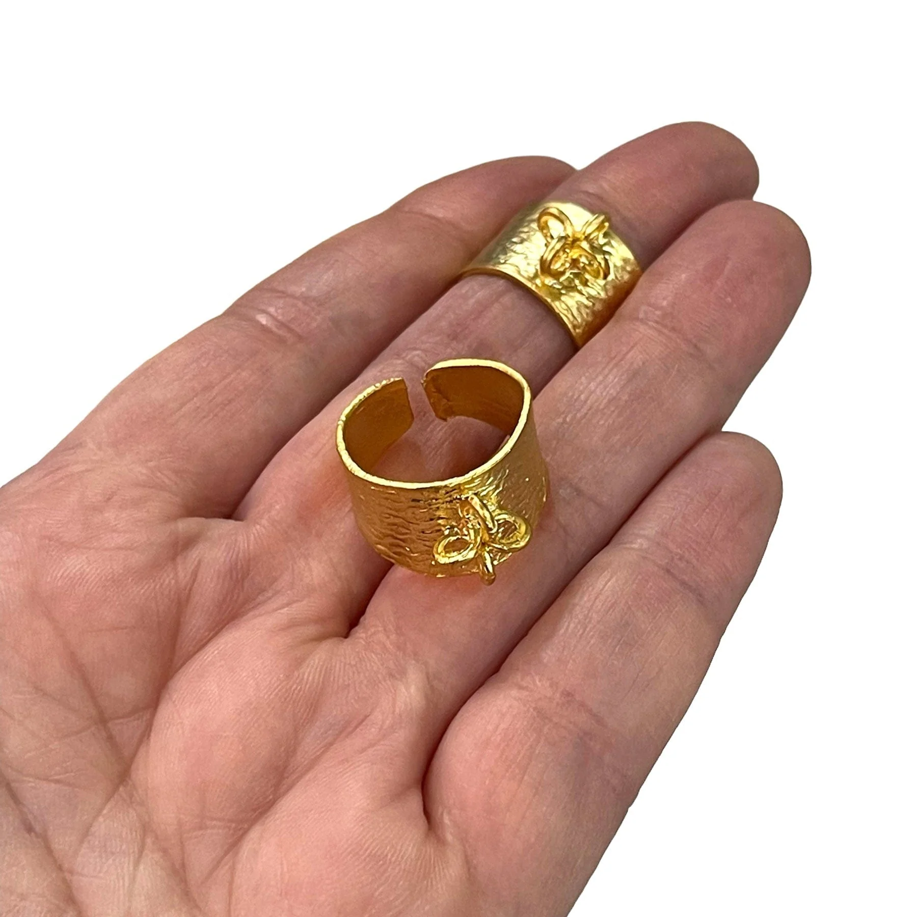 24Kt Matte Gold Plated Brass Adjustable Ring Blank - Image 2