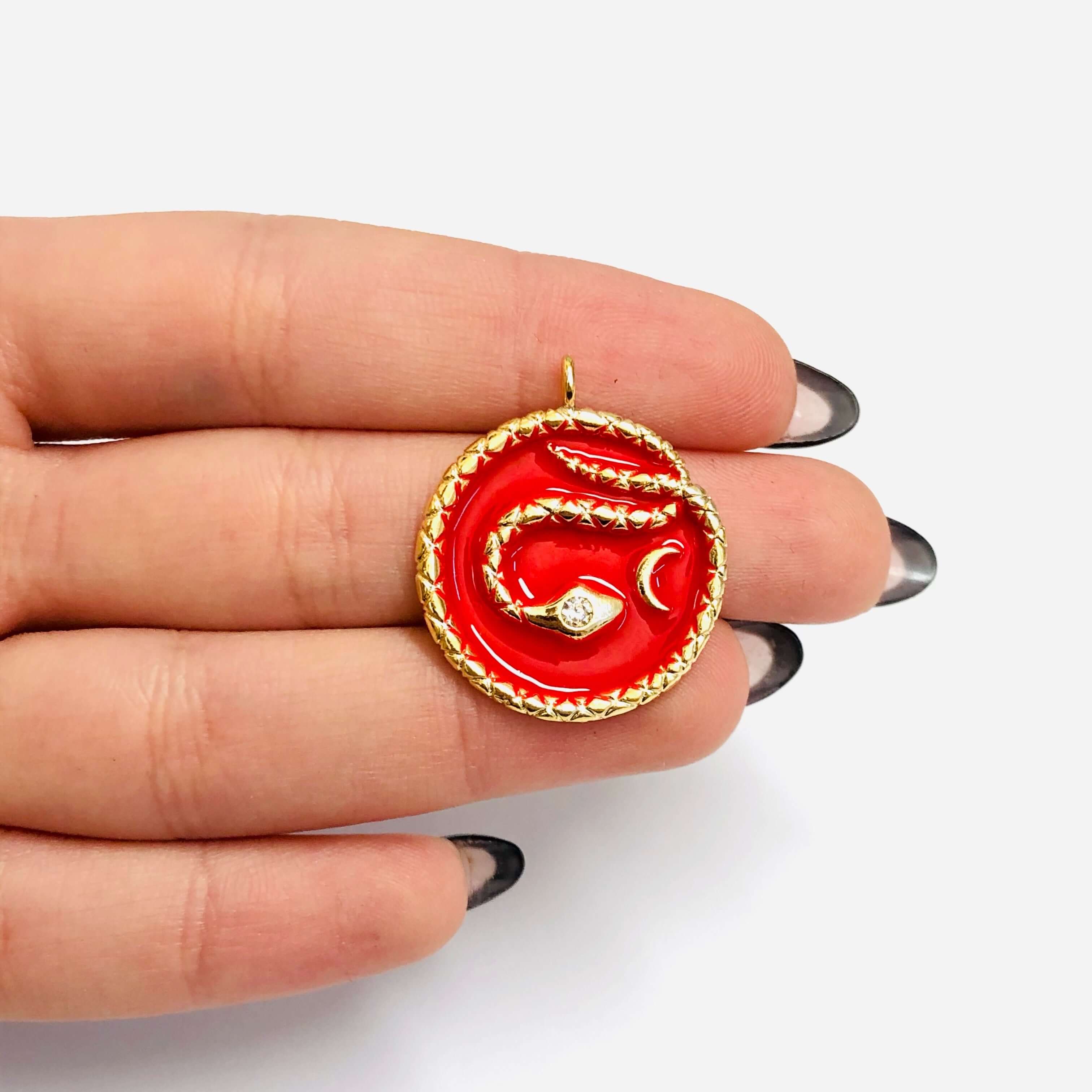 24Kt Gold Plated Brass Clear Zirconia Head Snake Pendant