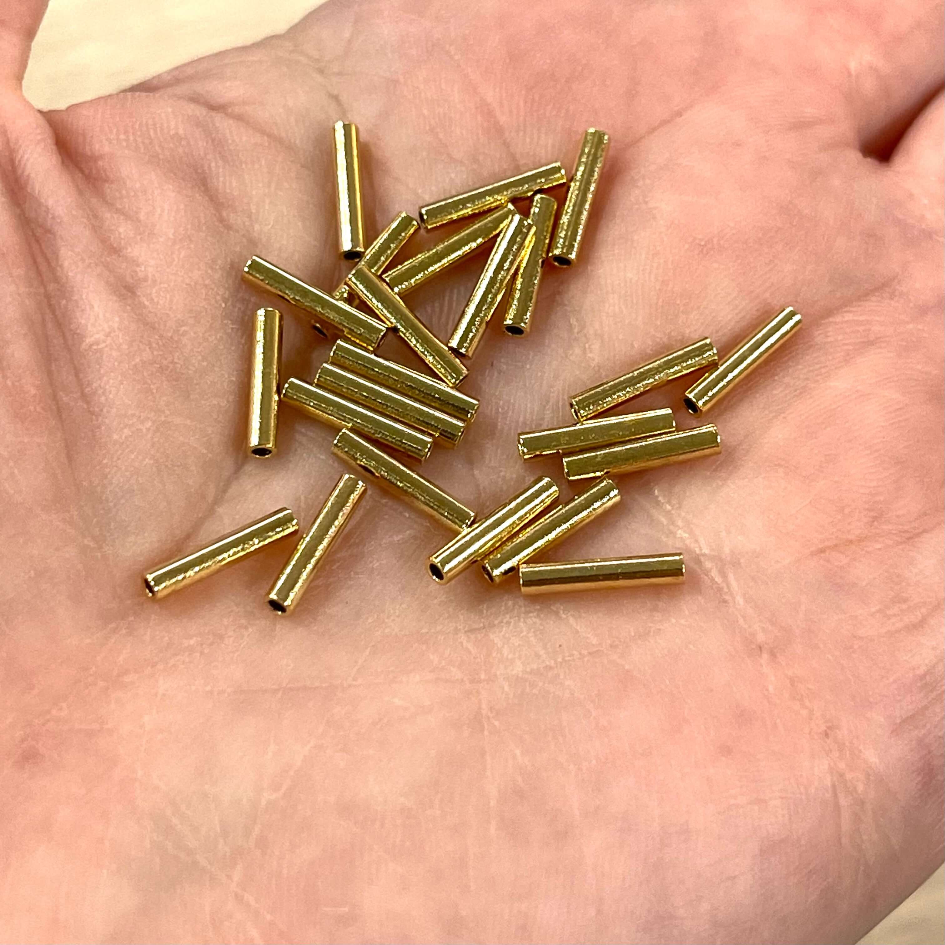 24Kt Gold Plated 10mm Spacer Tubes, Gold Spacer Tubes, 25 Pcs in a pack