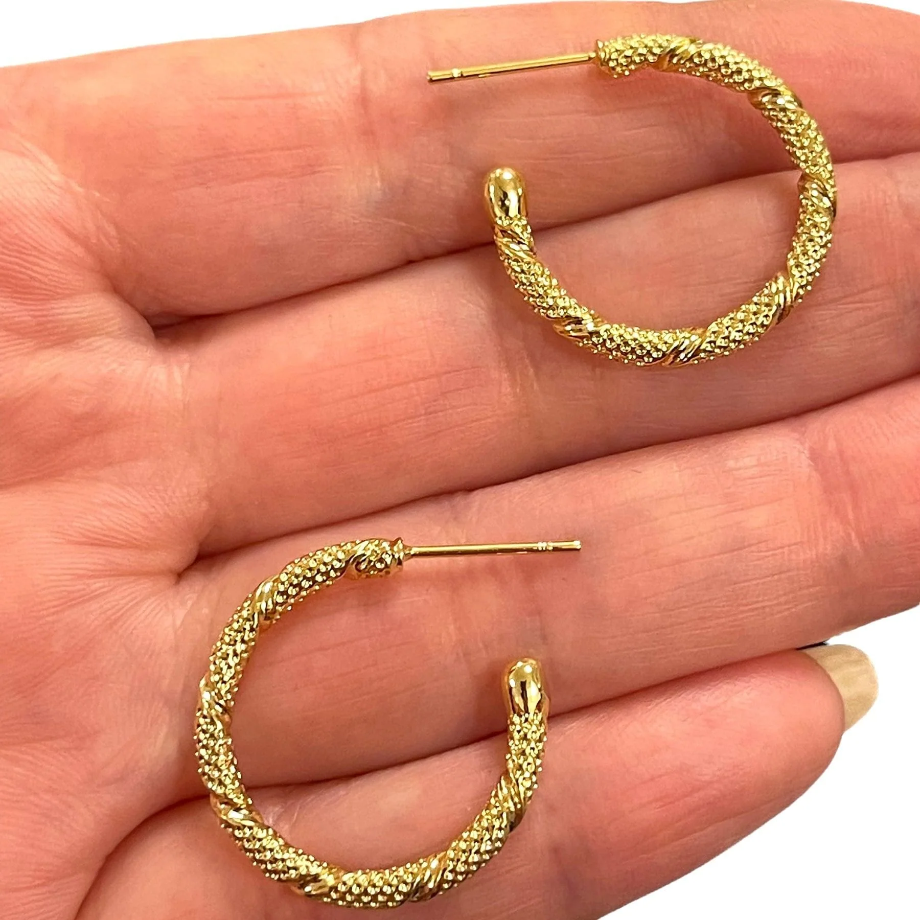 24Kt Gold Plated 24mm Earring Hoops, Twisted Hoop Gold Earrings - Image 2