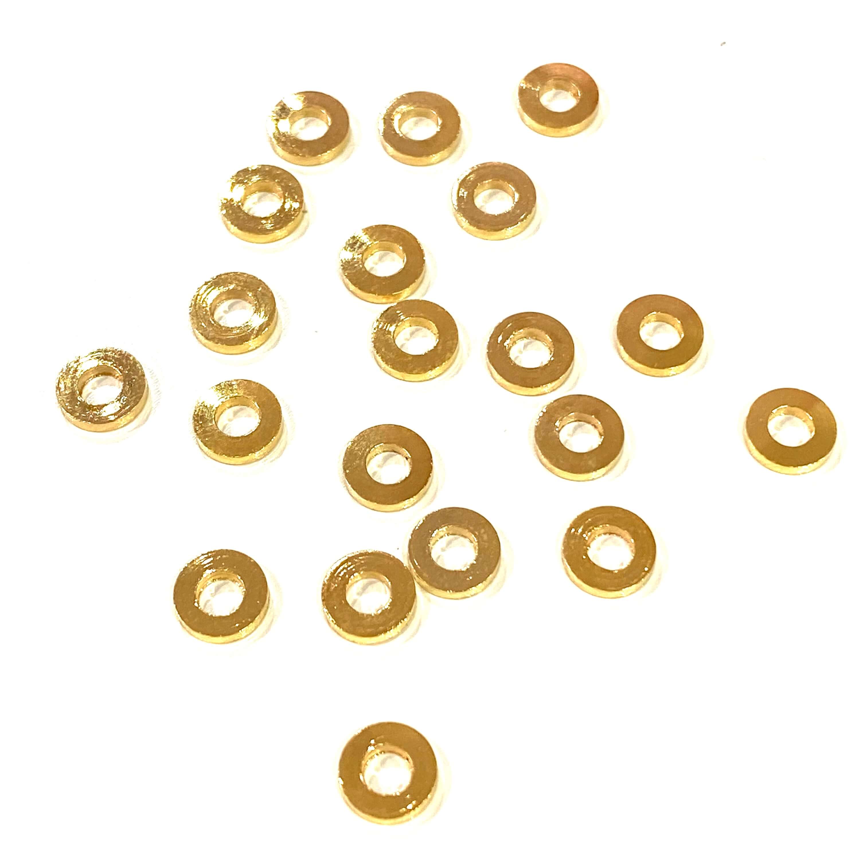 24Kt Gold Plated 6mm Rondelle Spacers, 20 Pcs in a Pack