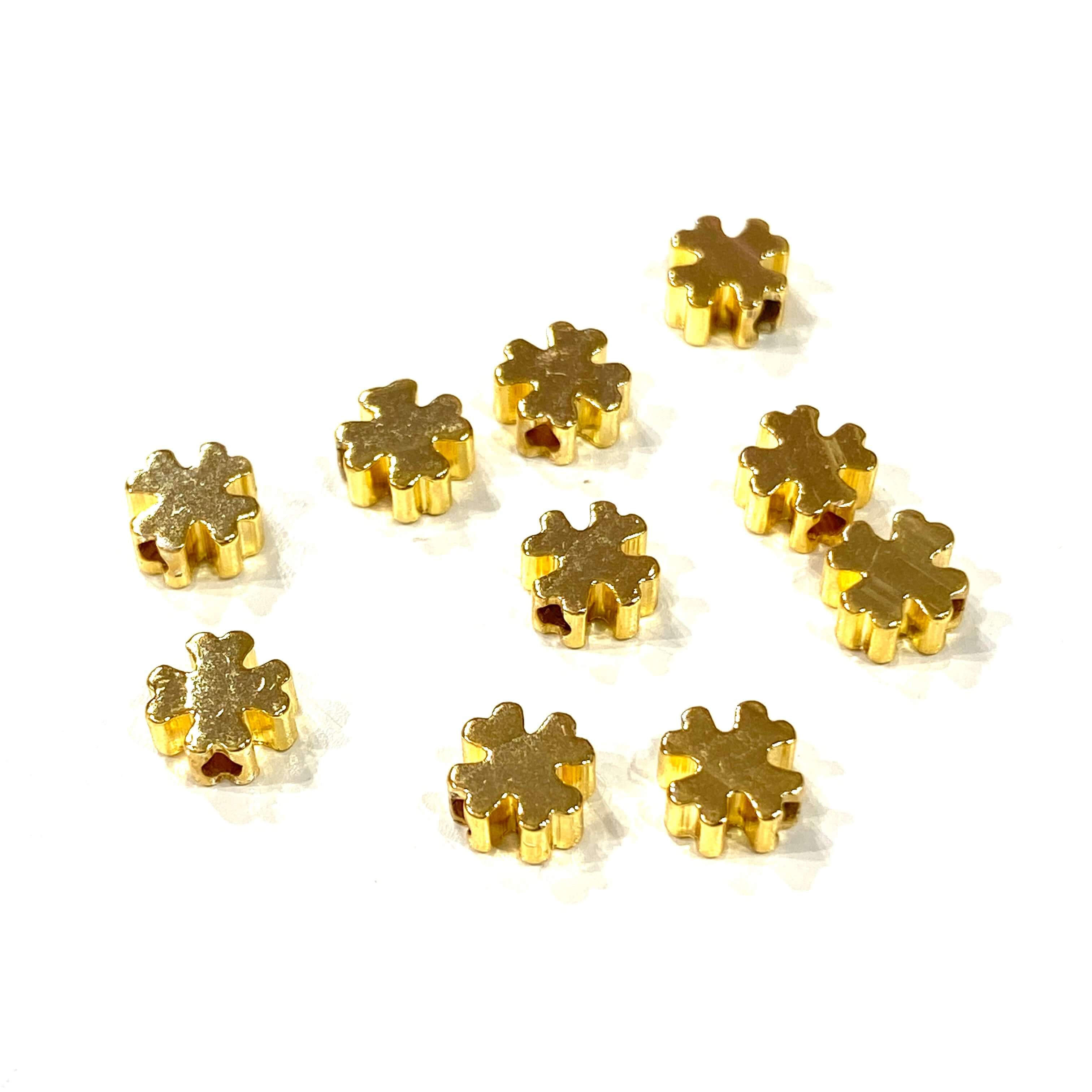 24Kt Gold Plated Brass Clover Spacer, 8mm Brass Clover Spacers, 10 Pcs in a pack