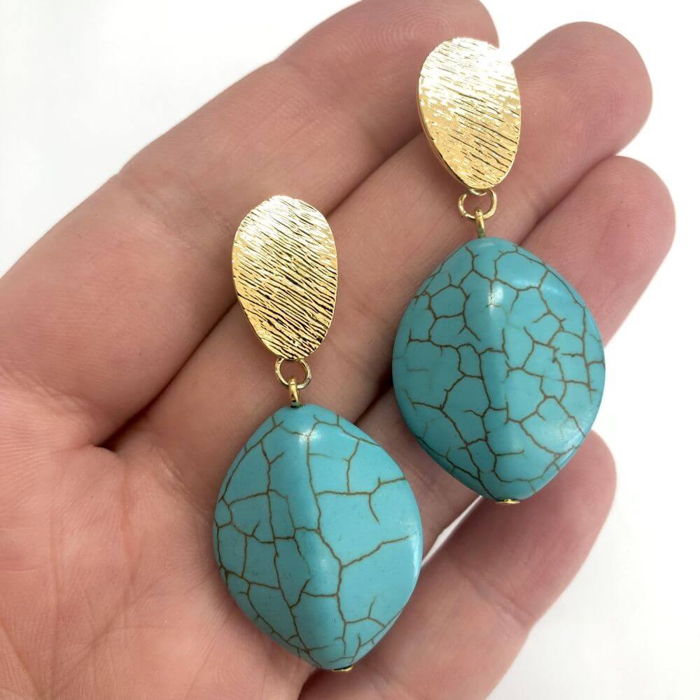 24Kt Gold Plated Brass Drop Stud Earrings, 2 pcs in a pack, - Image 2