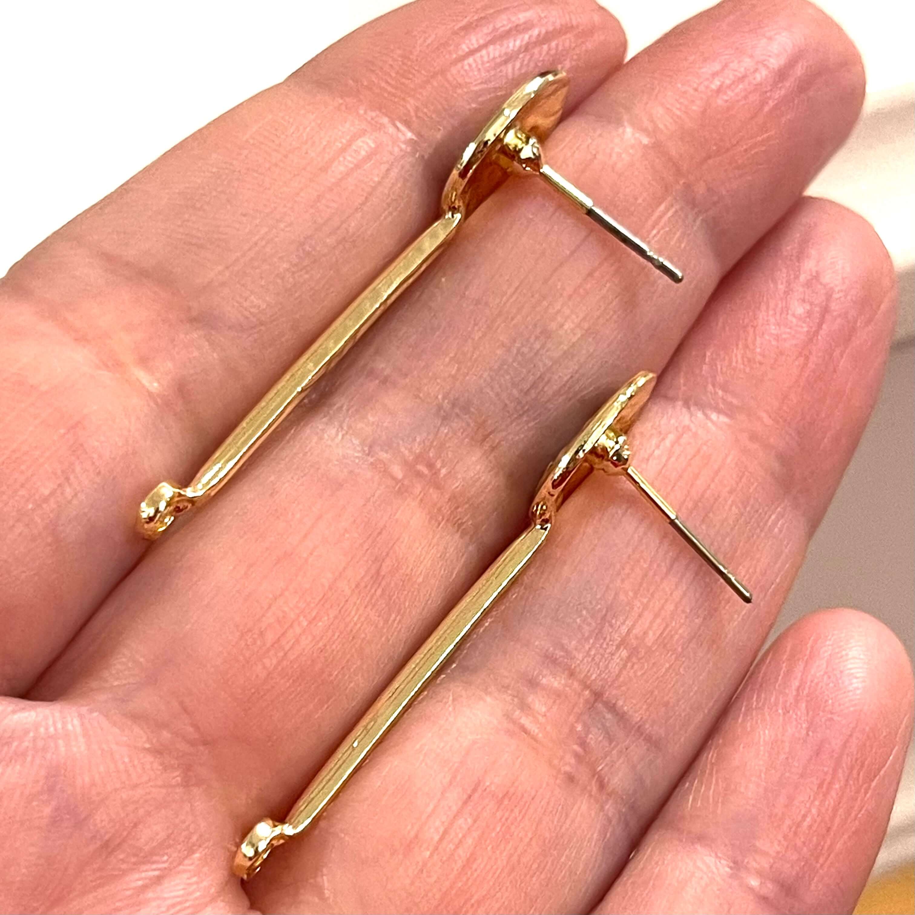 24Kt Gold Plated Brass Evil Earrings, Pair of Gold Plated Brass Turquoise Enamelled Earring with Rubber Backs - Image 2