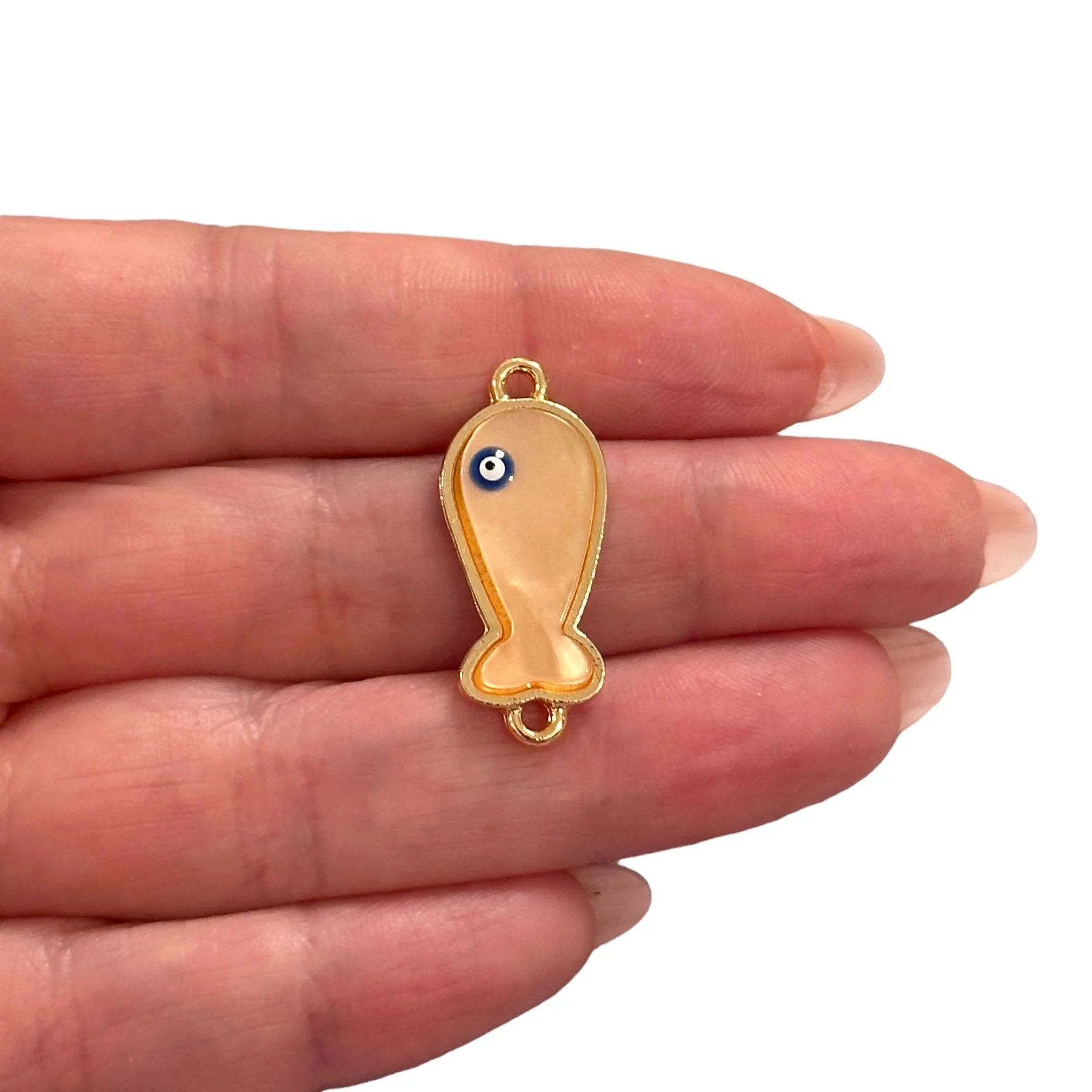 24Kt Gold Plated Brass&Hand Made Resin Fish Double Loop Connector Charm