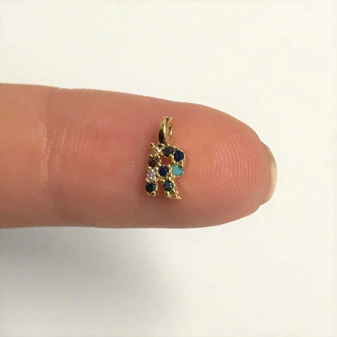 24Kt Gold Plated Brass Multicolor Micro Pave Initial Charms - Image 10