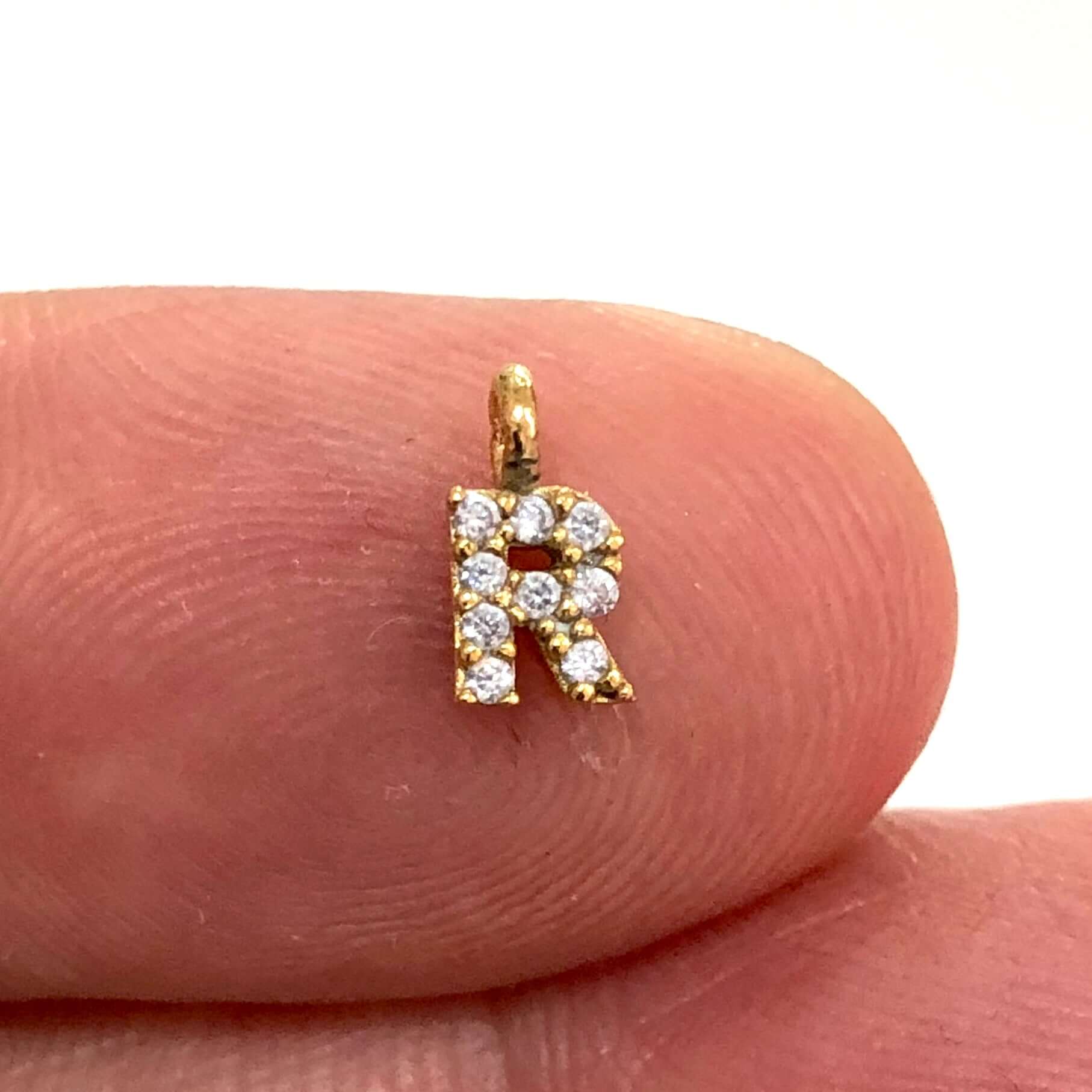 24Kt Gold Plated Brass Micro Pave Initial Charms - Image 11