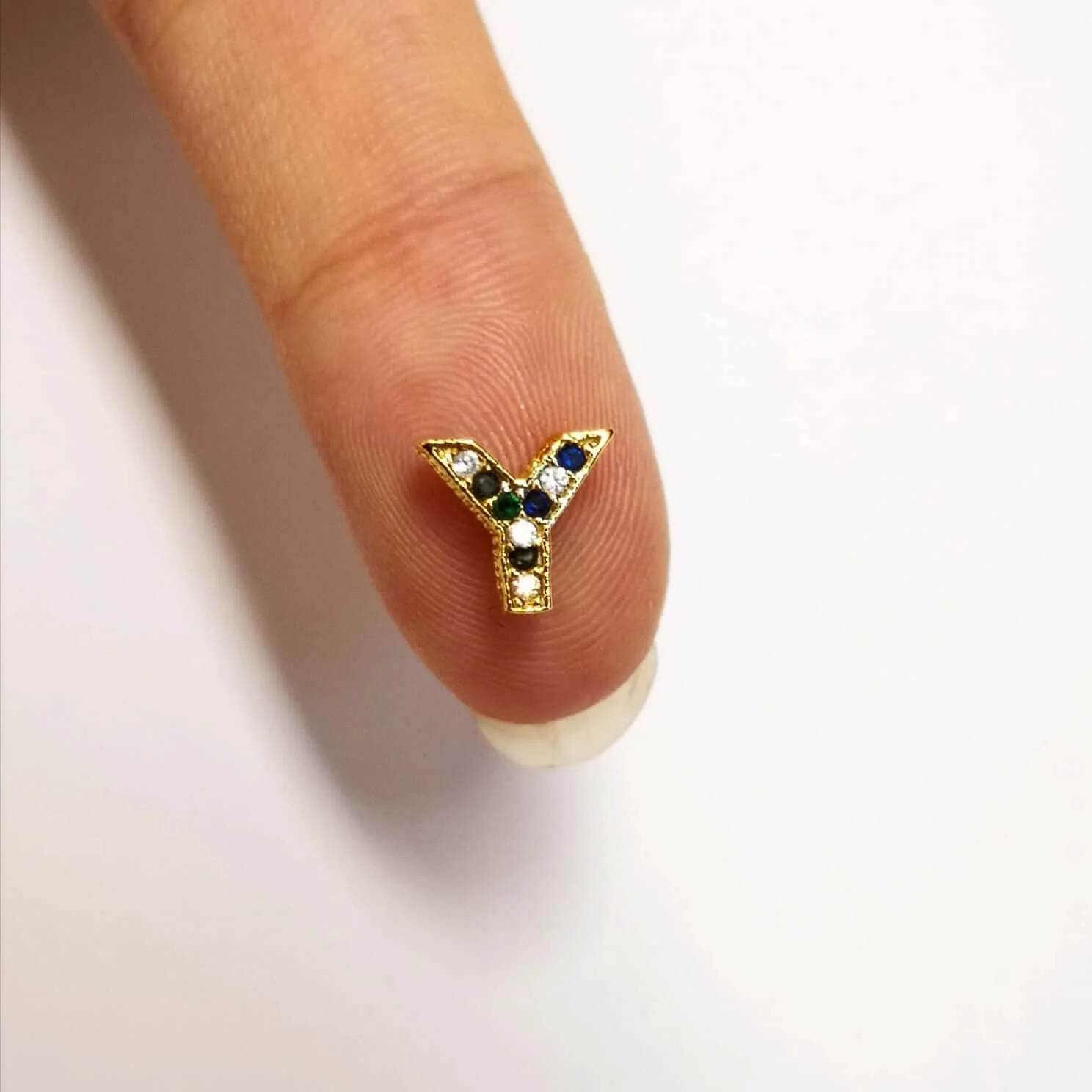 24Kt Gold Plated Brass Multicolor Micro Pave Initial Charms - Image 4