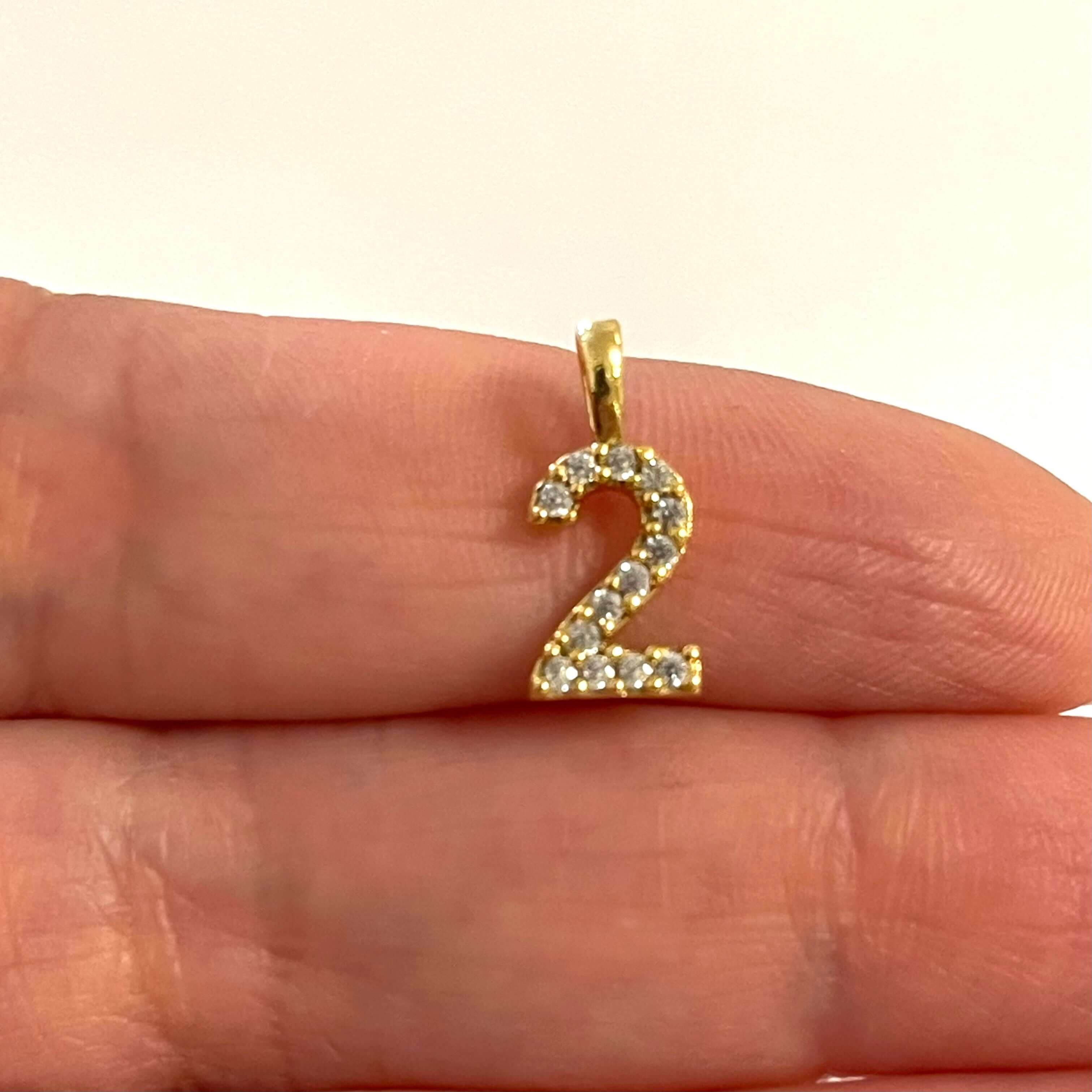 24Kt Gold Plated Brass Number Charms, Micro Pave Number Charms - Image 4