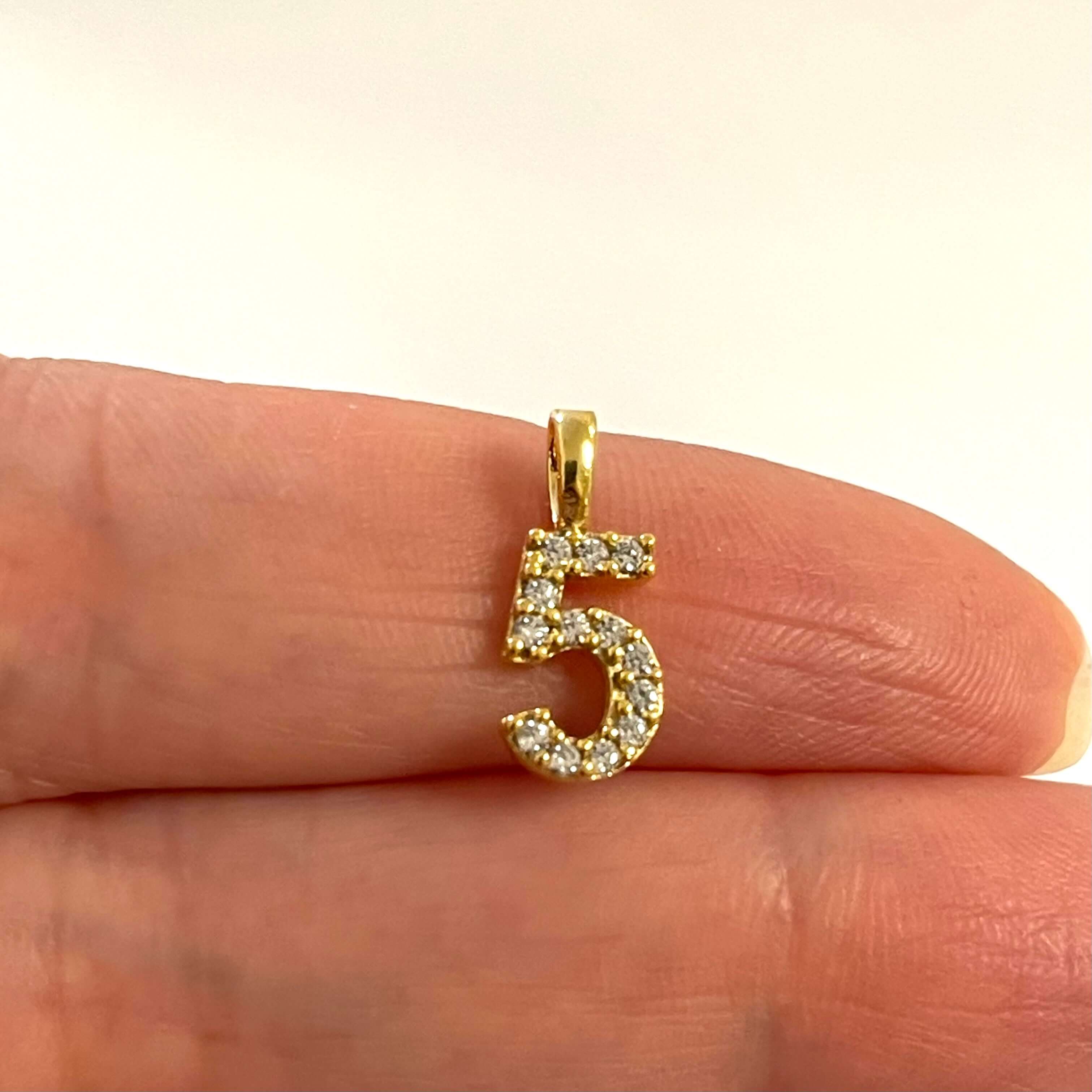 24Kt Gold Plated Brass Number Charms, Micro Pave Number Charms - Image 7