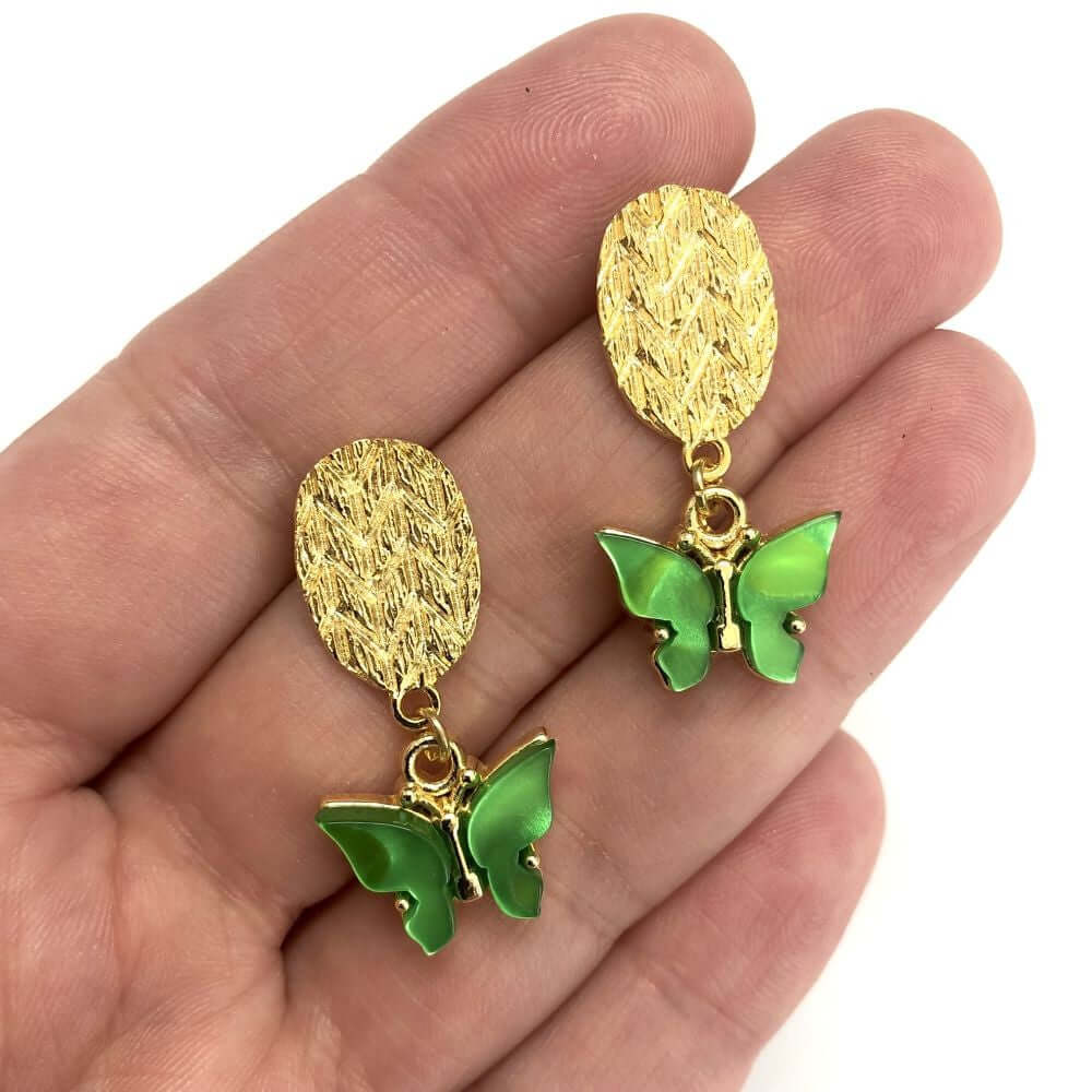 24Kt Gold Plated Brass Oval Stud Earrings, 2 pcs in a pack, - Image 2