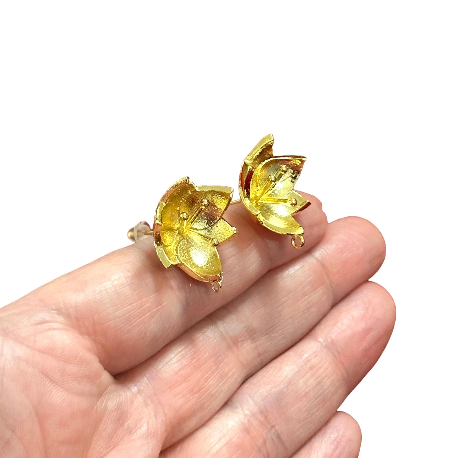 24Kt Gold Plated Brass Stud Earrings, 2 pcs in a pack, - Image 2