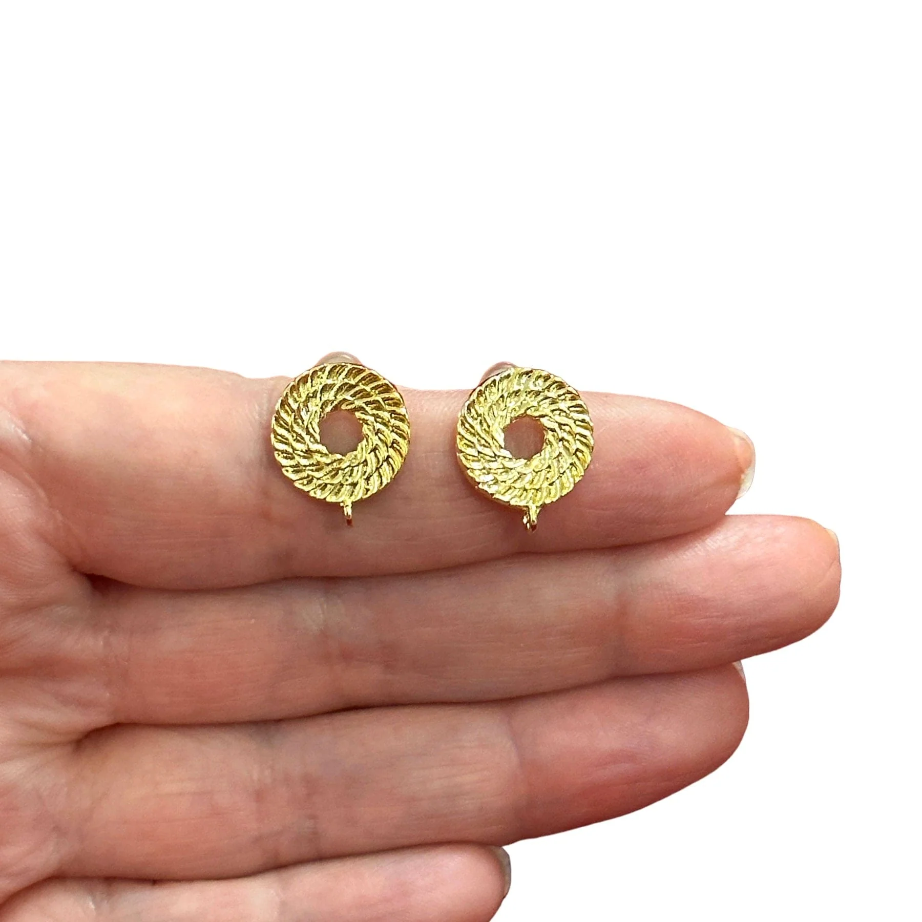 24Kt Gold Plated Brass Stud Earrings, 2 pcs in a pack - Image 2