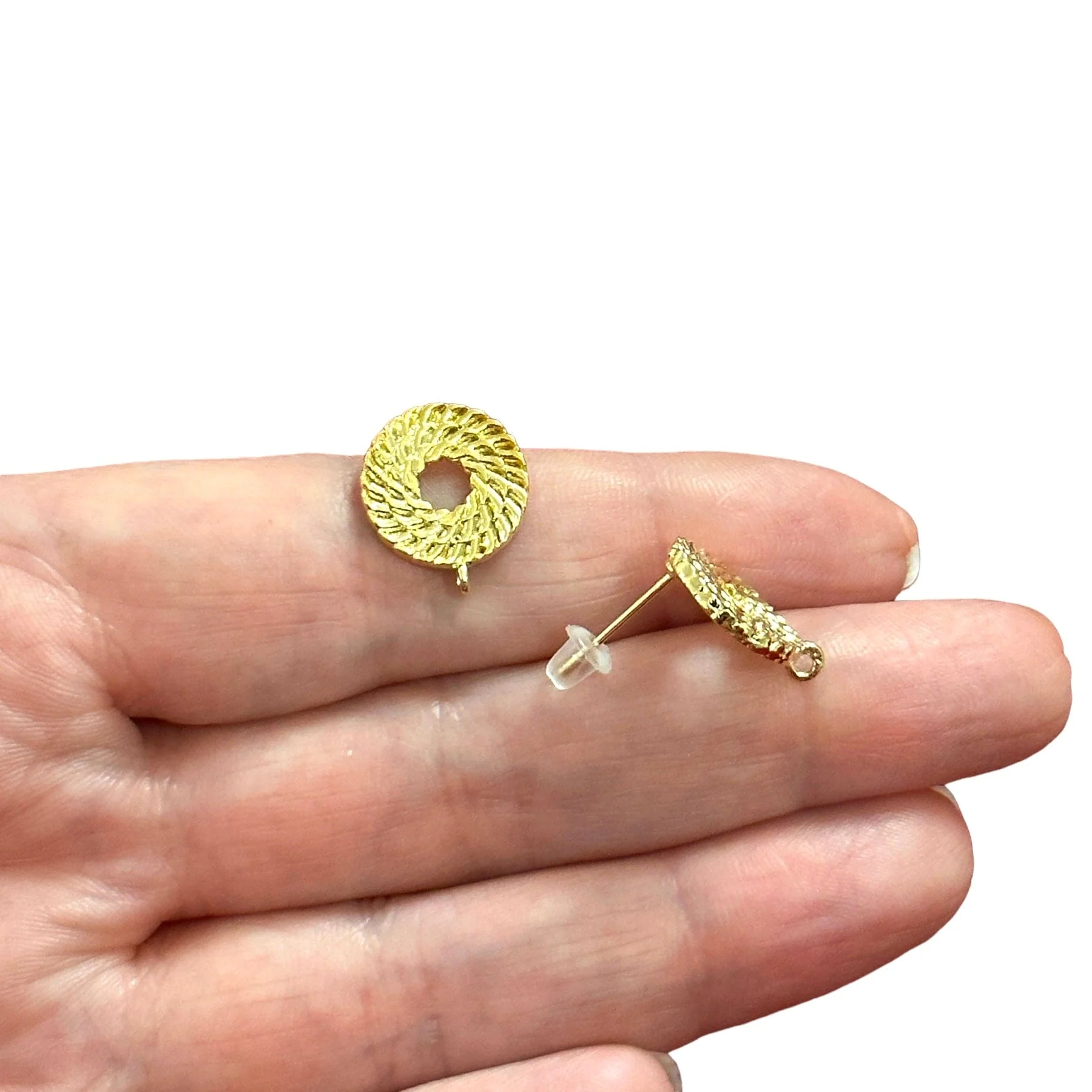 24Kt Gold Plated Brass Stud Earrings, 2 pcs in a pack - Image 3