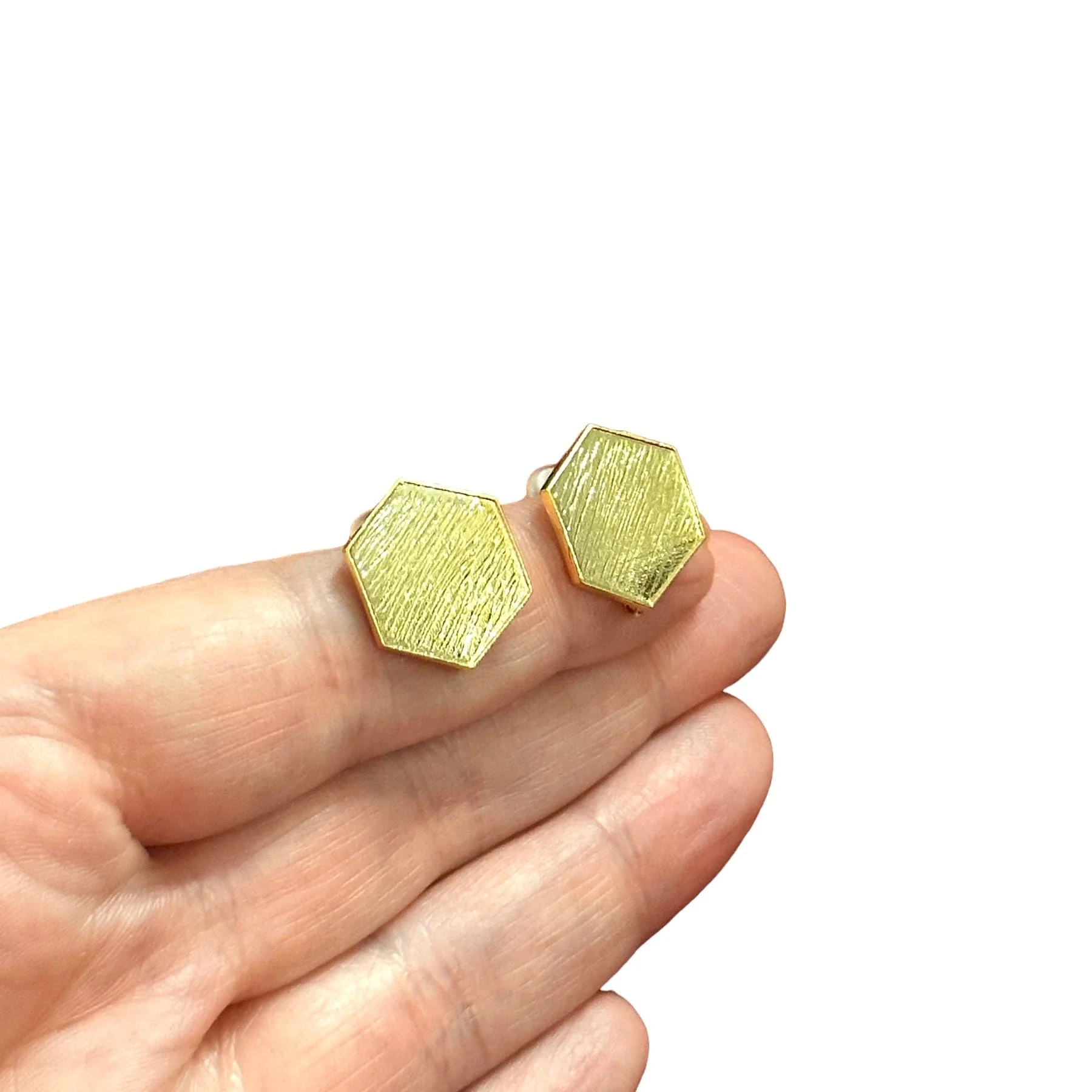 24Kt Gold Plated Brass Stud Earrings, 2 pcs in a pack - Image 2