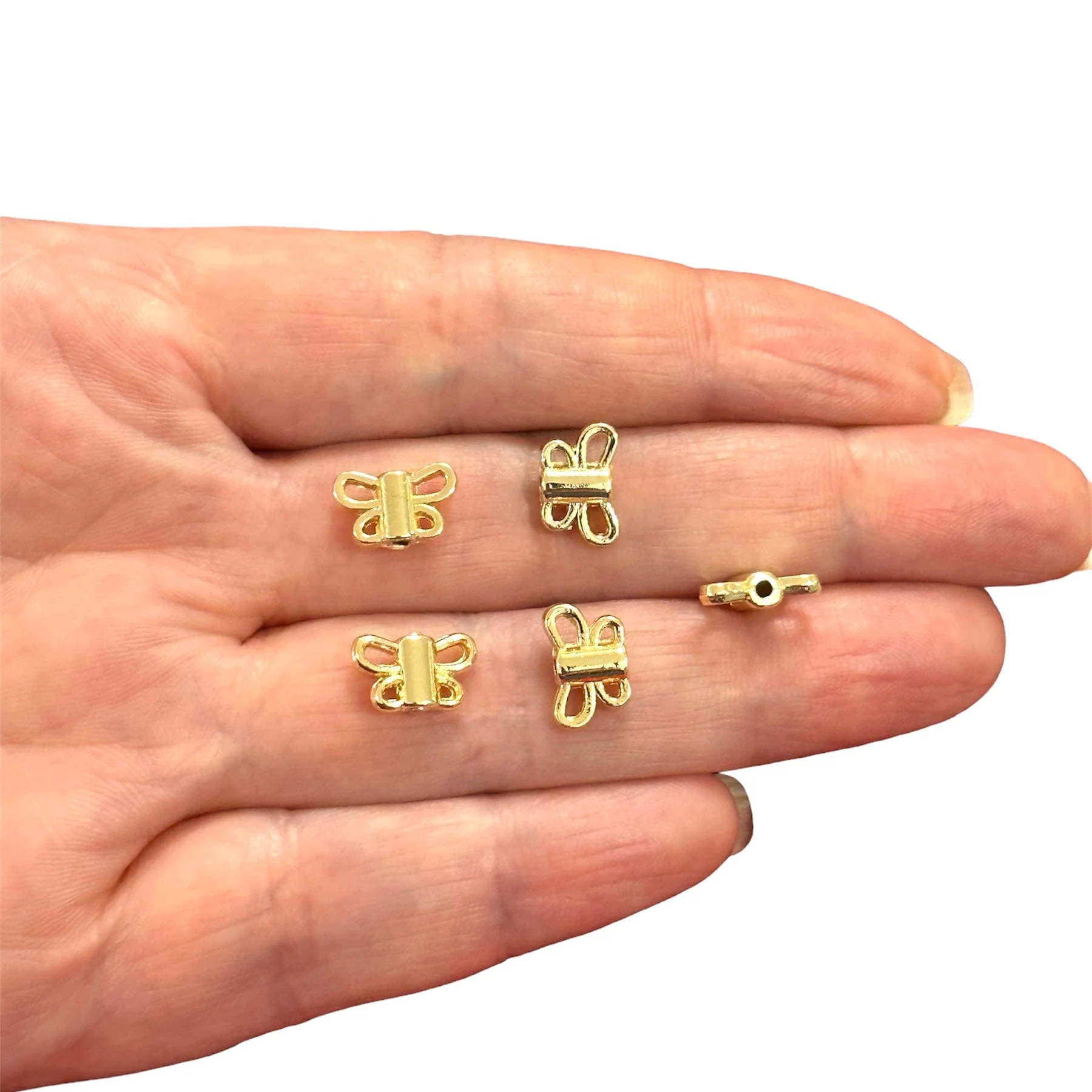 24Kt Gold Plated Butterfly Spacer Charms, 5 pcs in a pack - Image 2