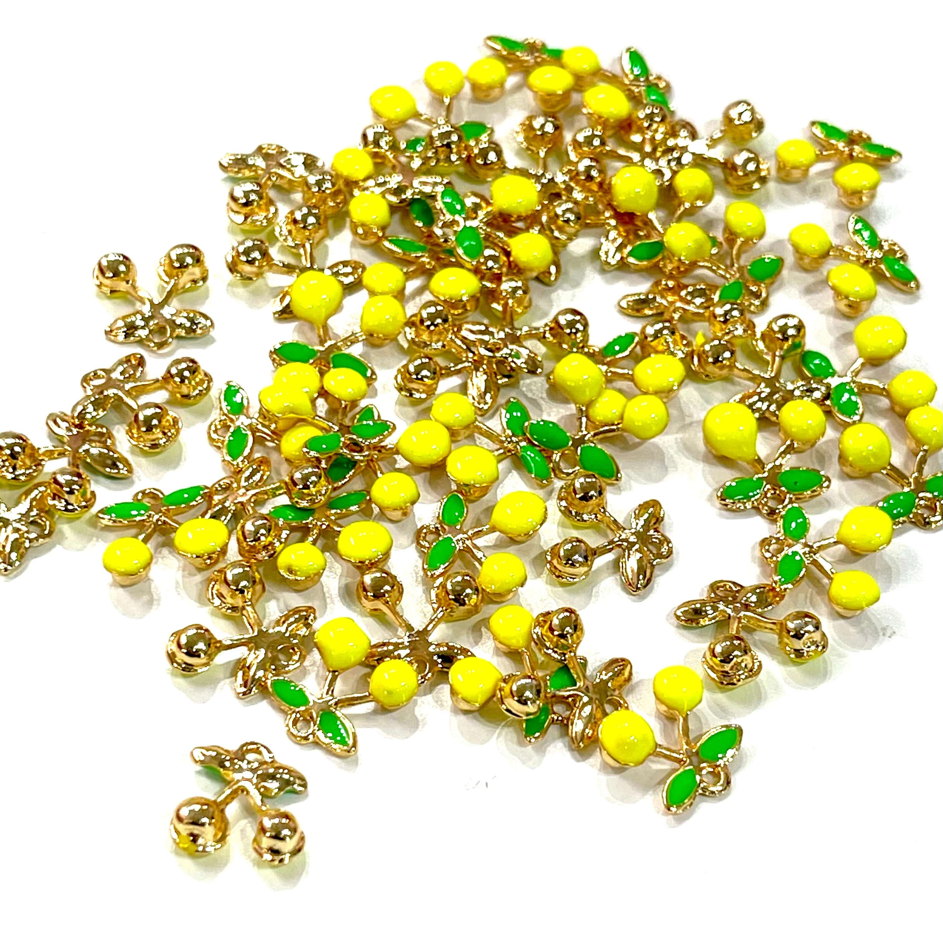 24Kt Gold Plated Cherry Charms, 2 pcs in a pack - Image 2