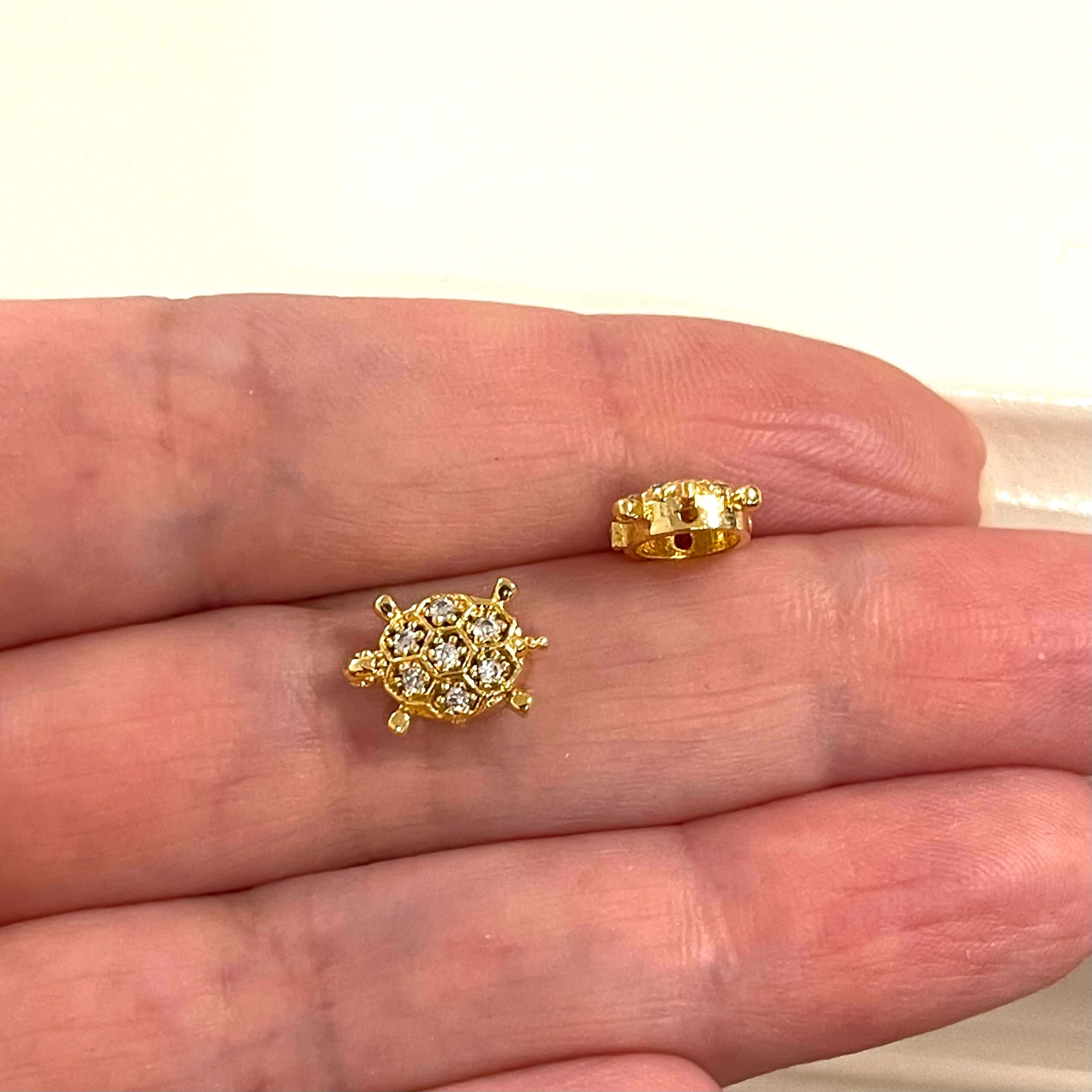 24Kt Gold Plated CZ Micro Pave Turtle Charm - Image 2