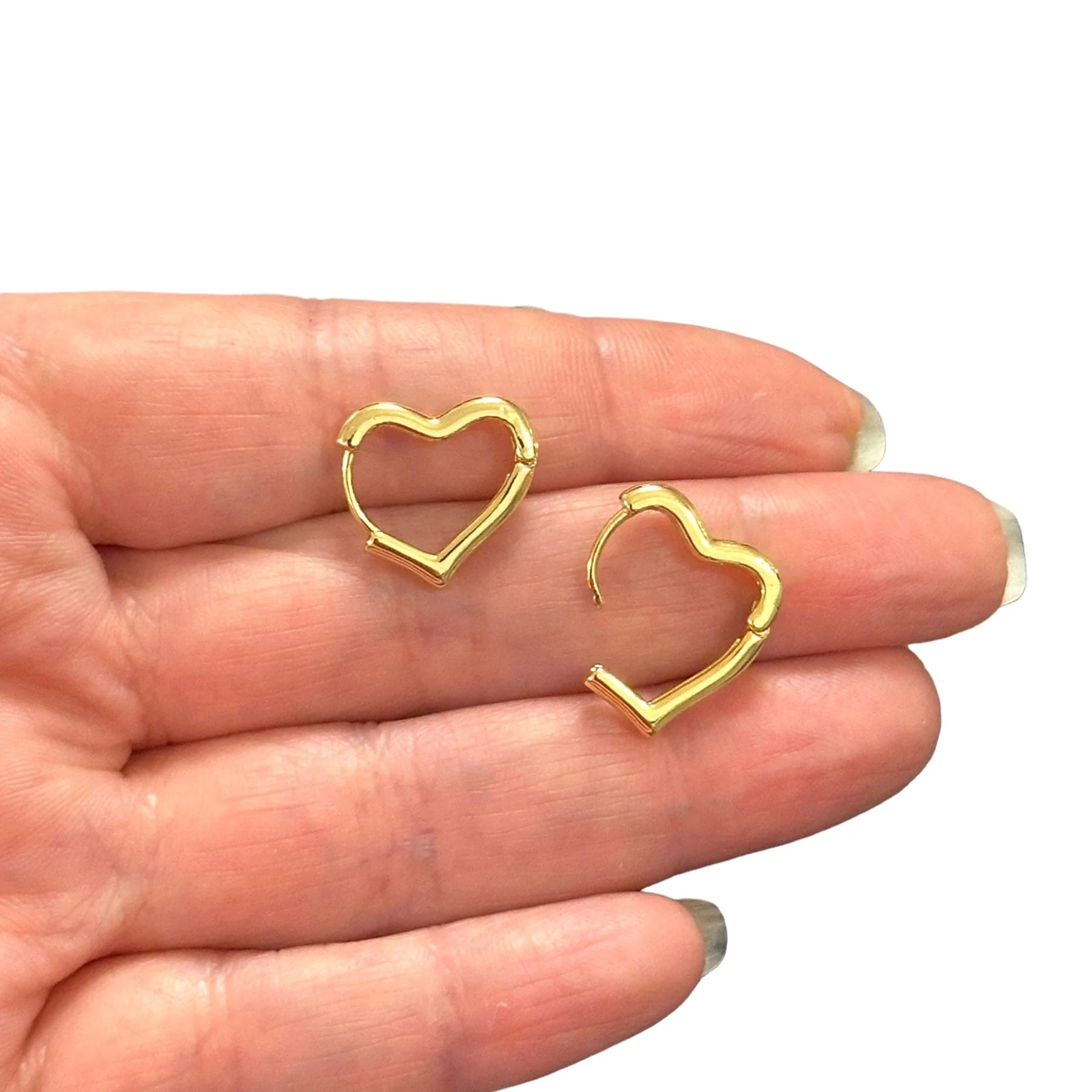 24Kt Gold Plated Dainty Heart Hoop Earrings,Heart Leverback Earrings, Heart Huggie Earrings,Delicate Heart Earrings