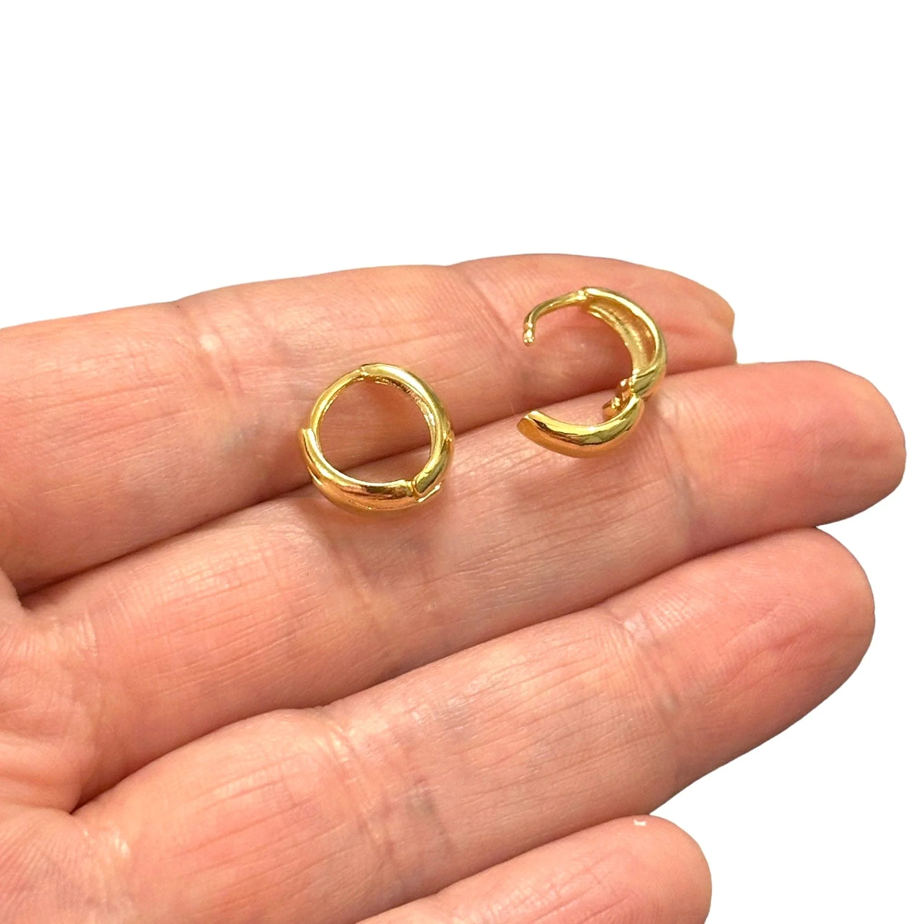 24Kt Gold Plated Dainty Hoop Earrings,Gold Leverback Earrings, Gold Huggie Earrings,Delicate Gold Earrings - Image 2