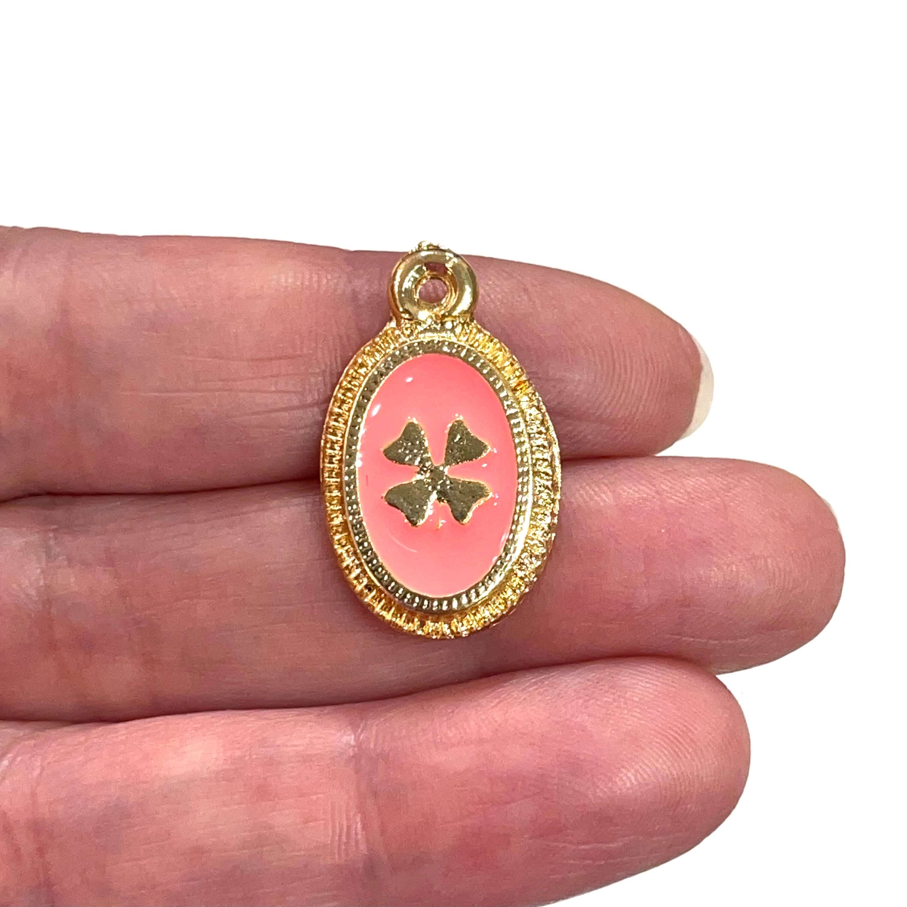 24Kt Gold Plated Enamelled Clover Pendant