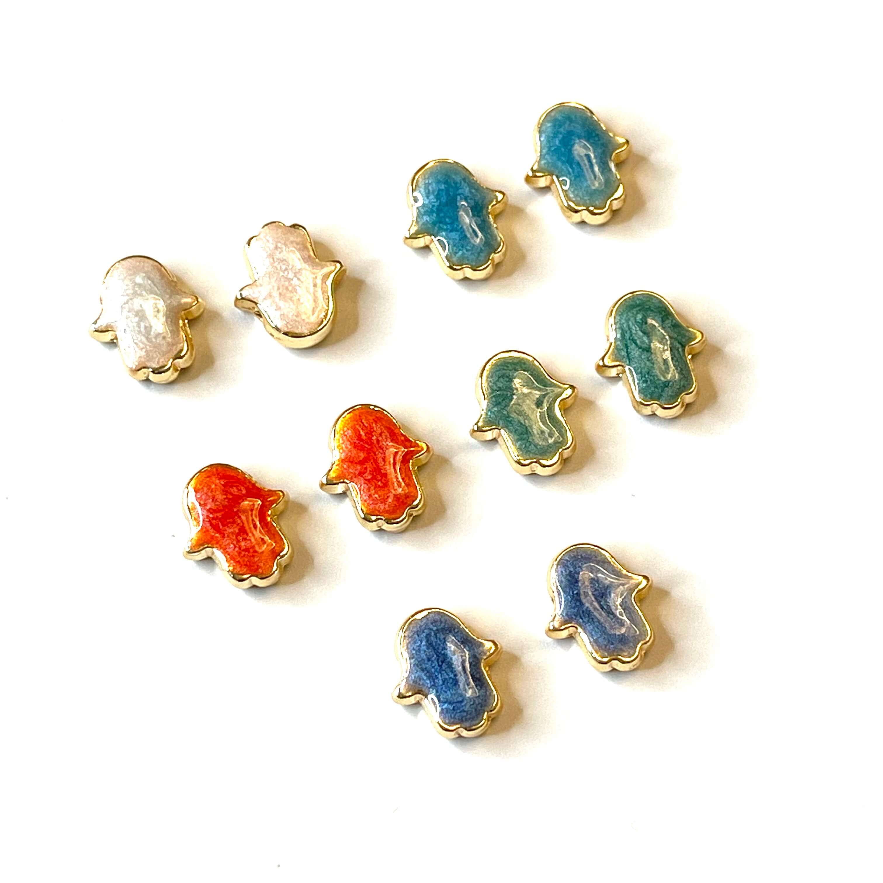 24Kt Gold Plated Enamelled Hamsa Spacer Charms, 2 pcs in a pack - Image 4