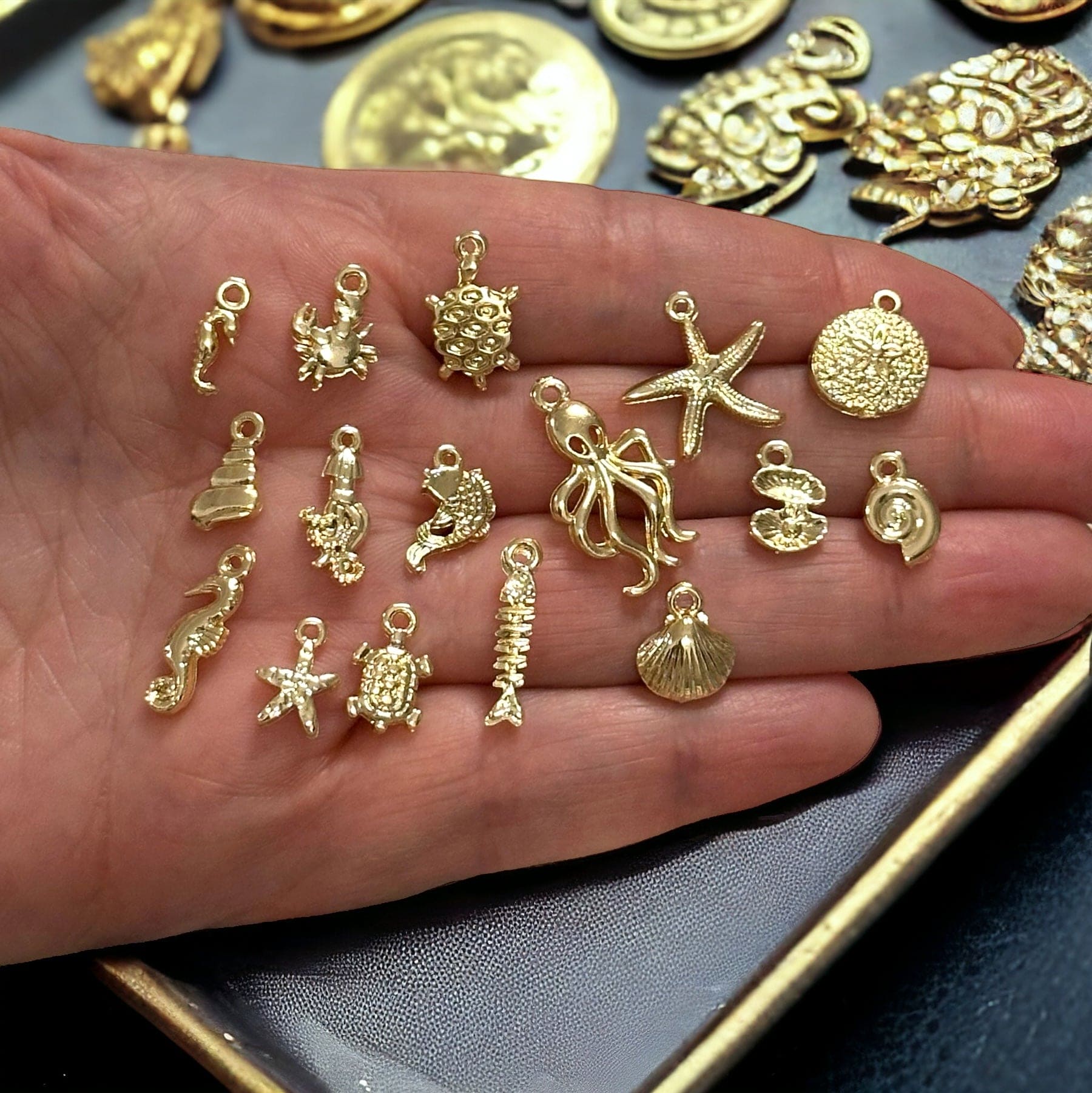 24Kt Gold Plated Fish Charms, Gold Under the Sea Charms, 10 pcs in a pack - Image 5