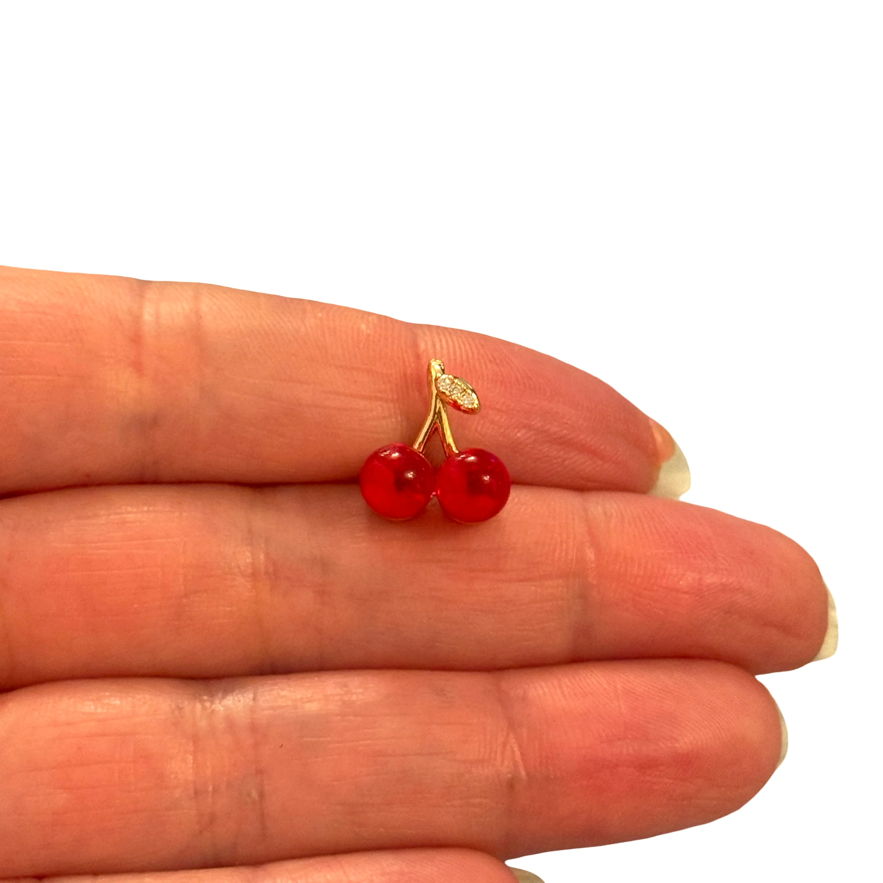 24Kt Gold Plated Glass Cherry Charm / Pendant
