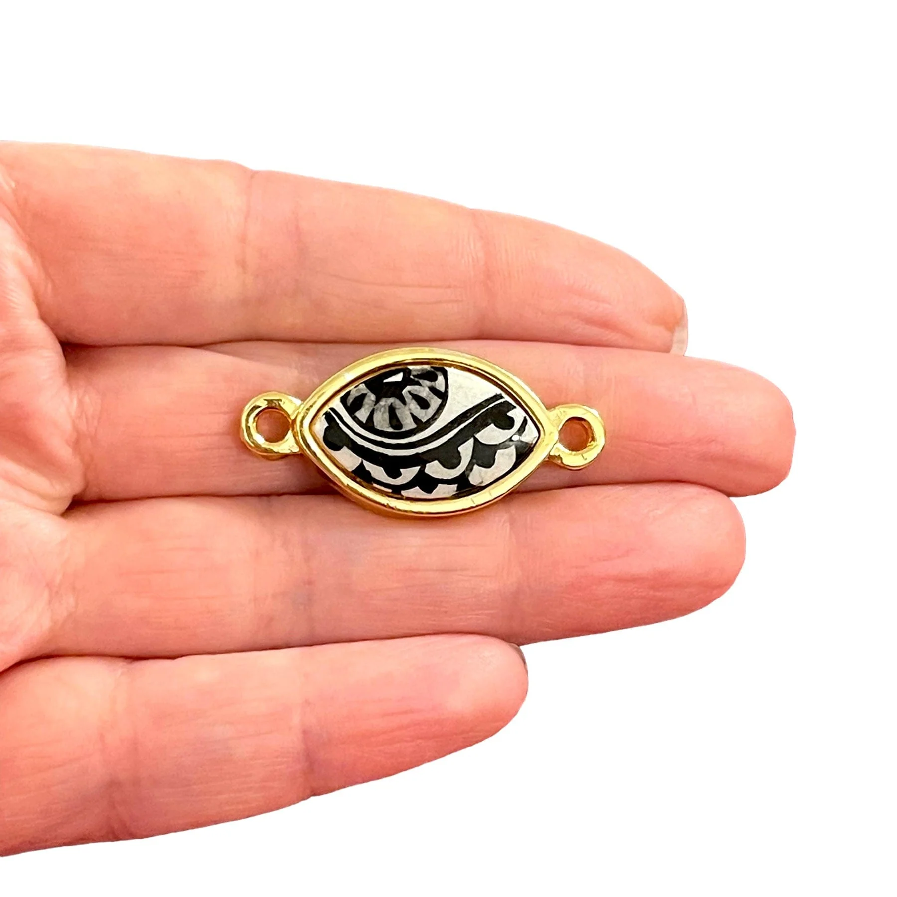 24Kt Gold Plated Hand Made&Paint Ceramic Eye Connector