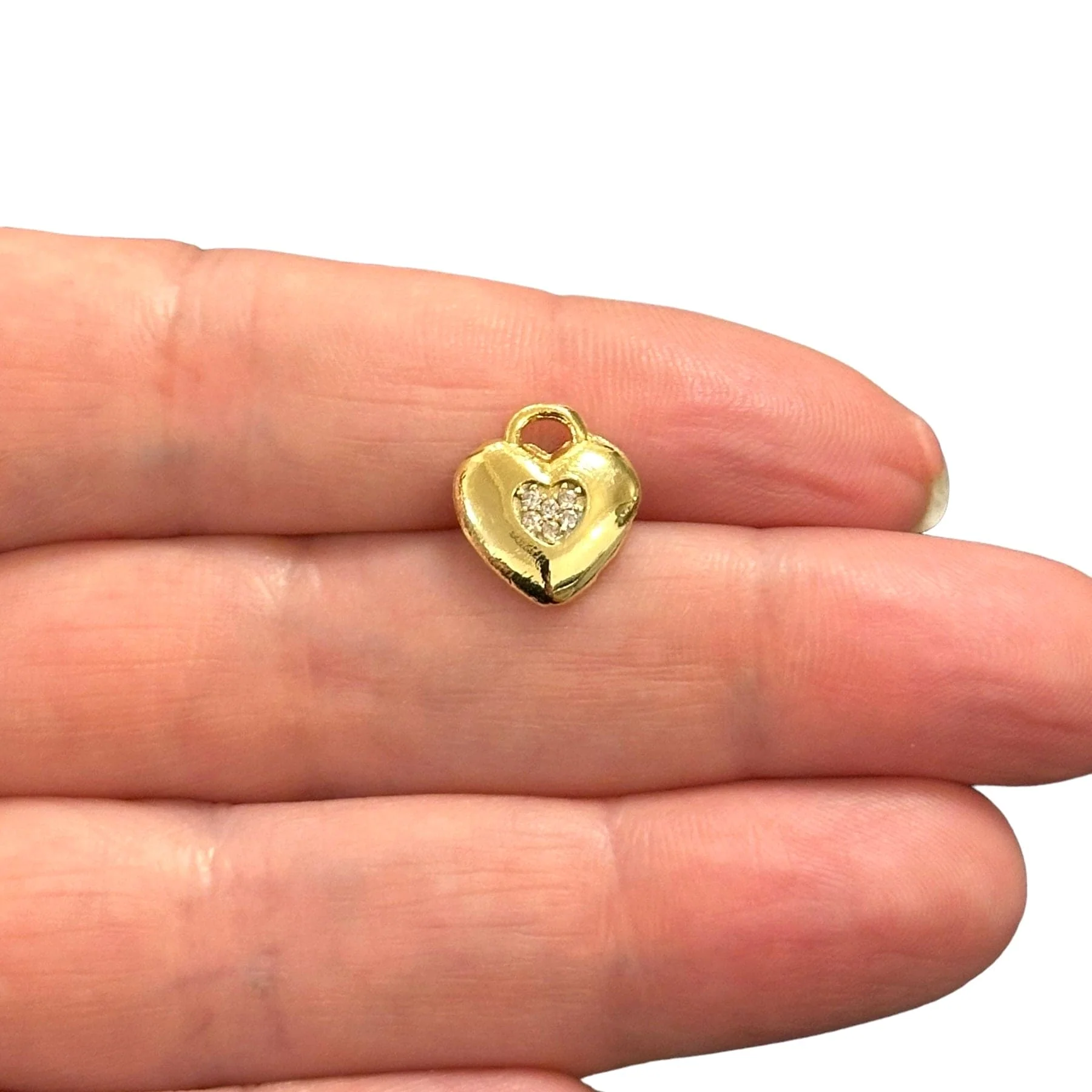 24Kt Gold Plated Heart Charms With Birthstone, Gold Birthstone CZ Charms, - Image 13