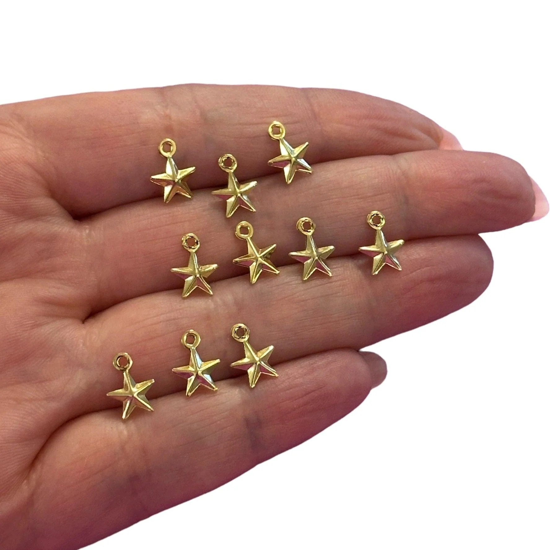 24Kt Gold Plated Hollow Star Charms, 10 pcs in a pack - Image 2