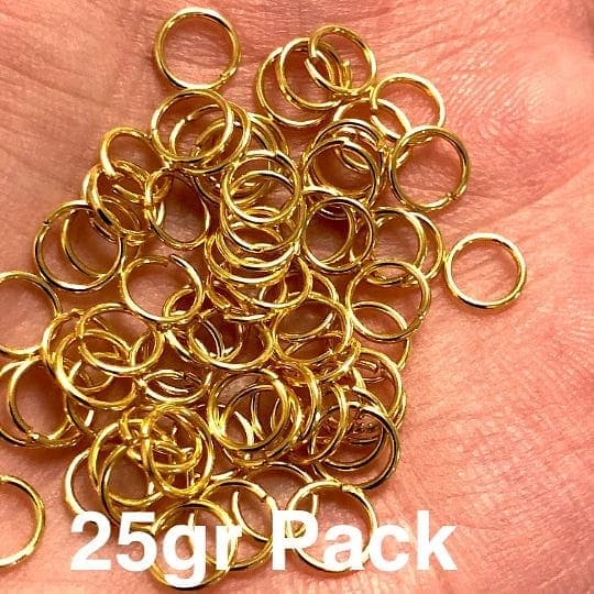 24Kt Gold Plated Jump Rings, 6mm, 24 Kt Gold Plated Open Jump Rings - Image 3