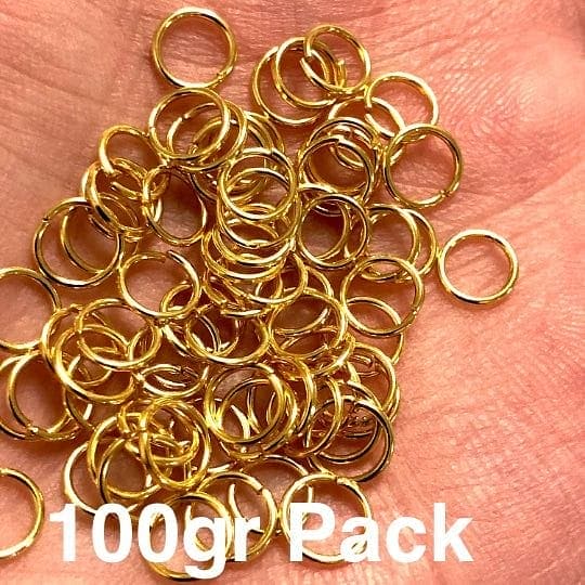 24Kt Gold Plated Jump Rings, 6mm, 24 Kt Gold Plated Open Jump Rings - Image 5