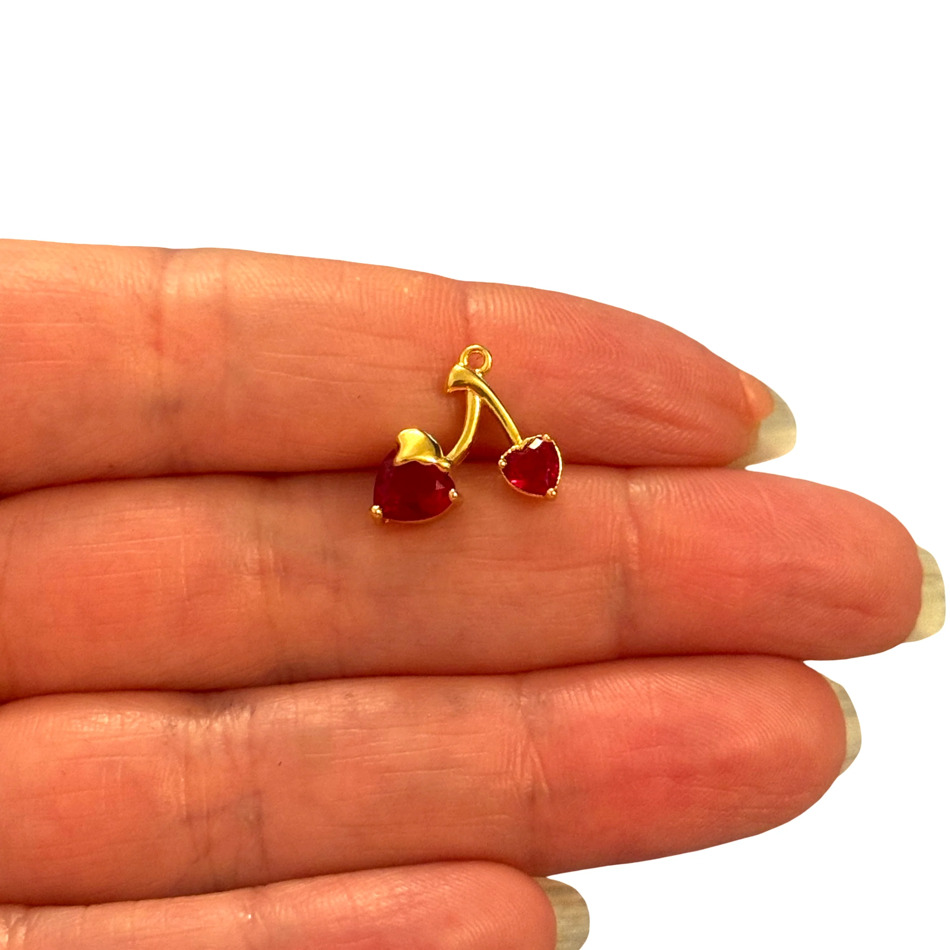 24Kt Gold Plated Petite CZ Cherry Charm / Pendant
