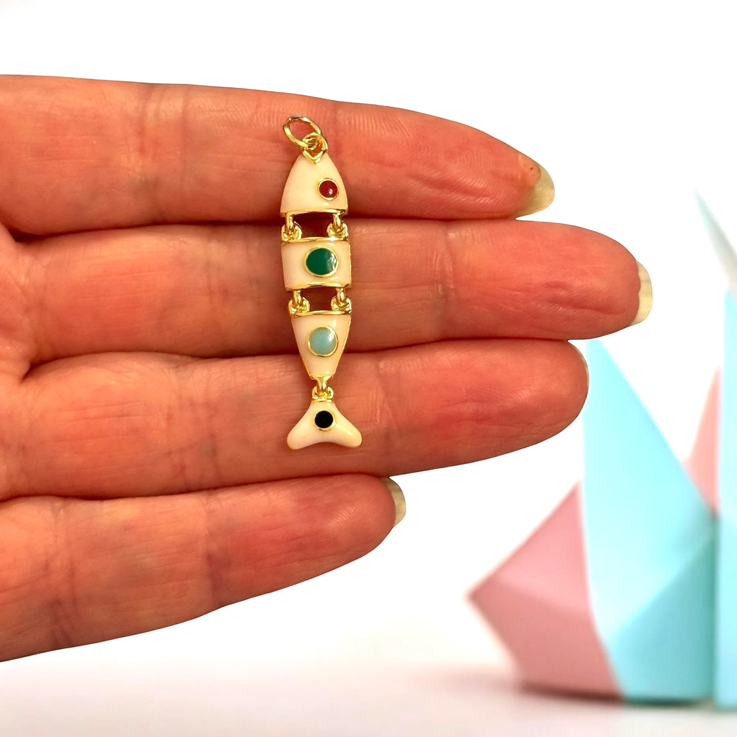 24Kt Gold Plated Solid Enamel Fish Pendant