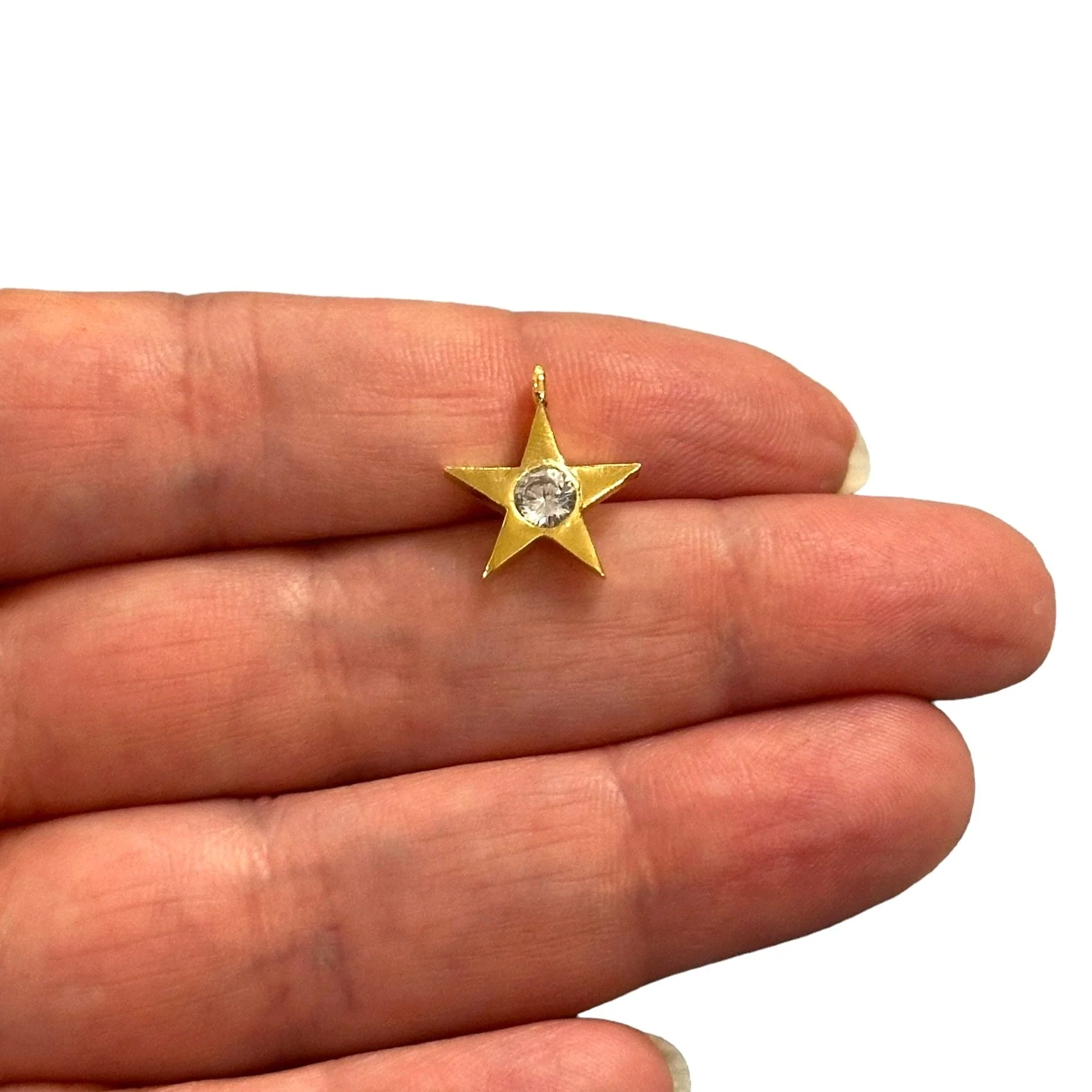 24Kt Gold Plated Star Charms With Birthstone, Gold Birthstone CZ Charms, - Image 5