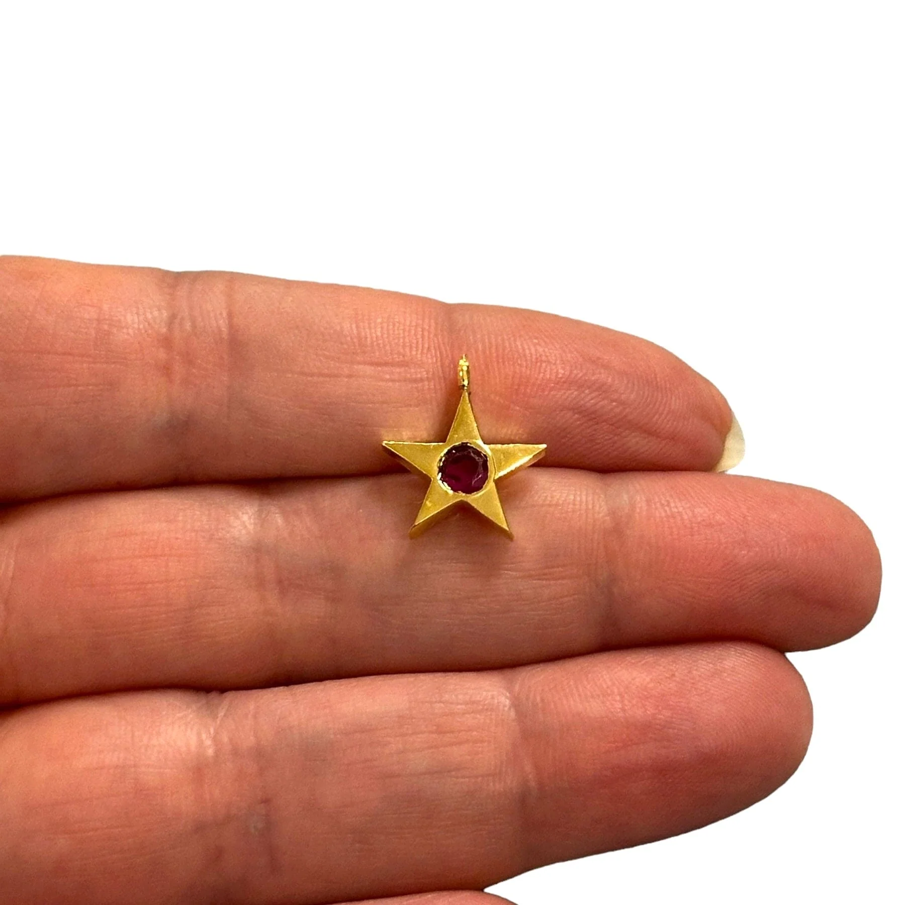 24Kt Gold Plated Star Charms With Birthstone, Gold Birthstone CZ Charms, - Image 8