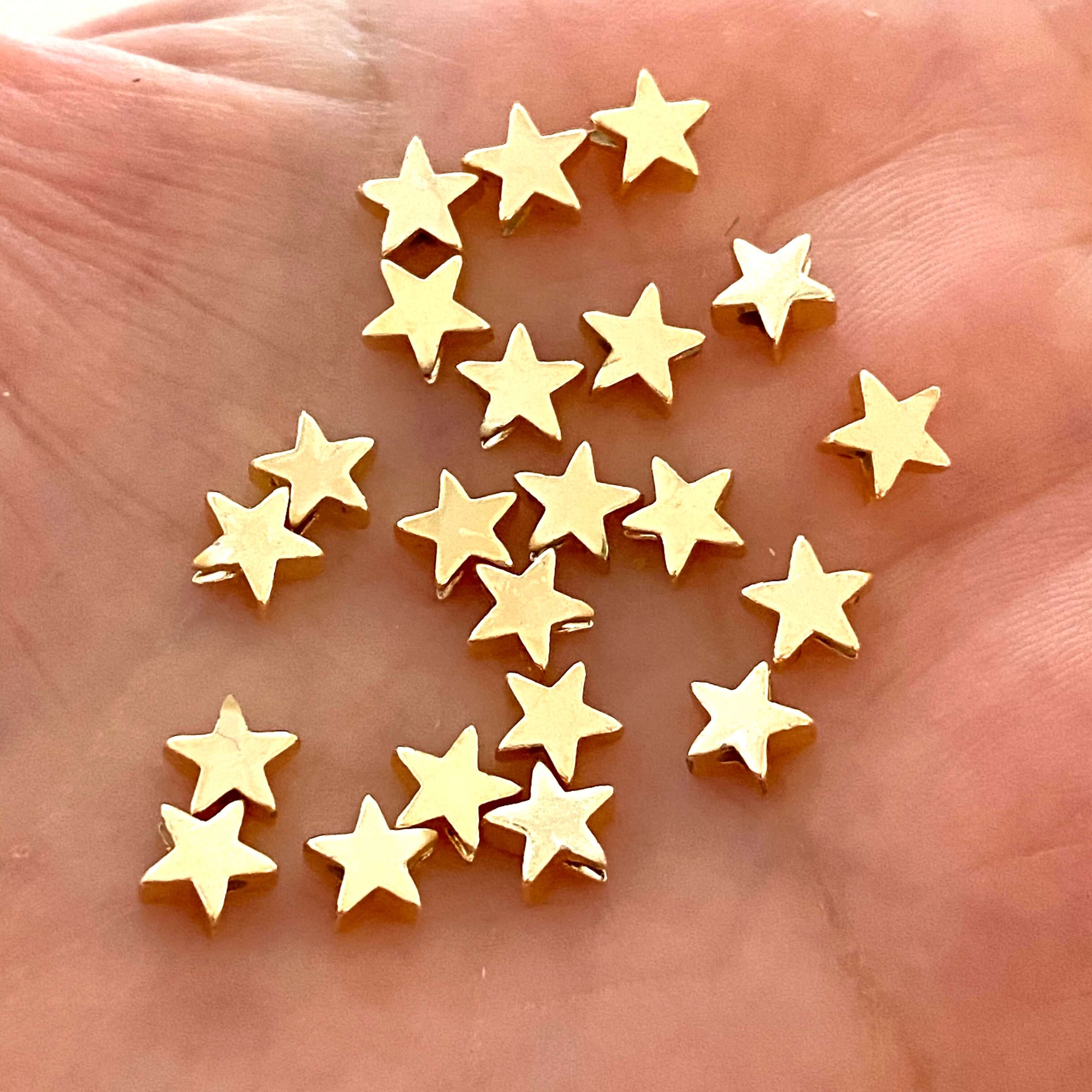 24Kt Gold Plated Star Spacer Charms, 5mm Gold Star Charms, 20 pcs in a pack