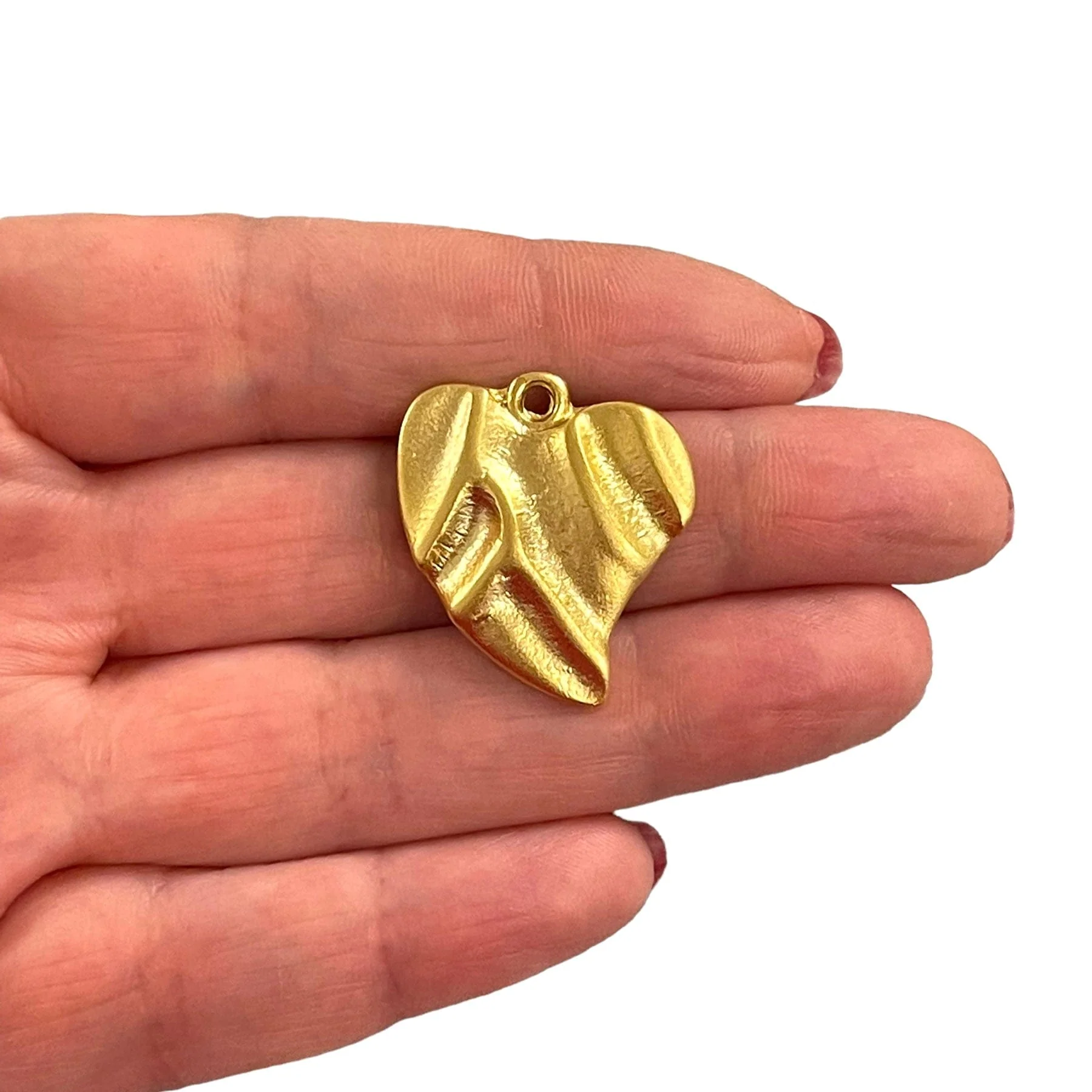 24Kt Matte Gold Plated Heart Pendant