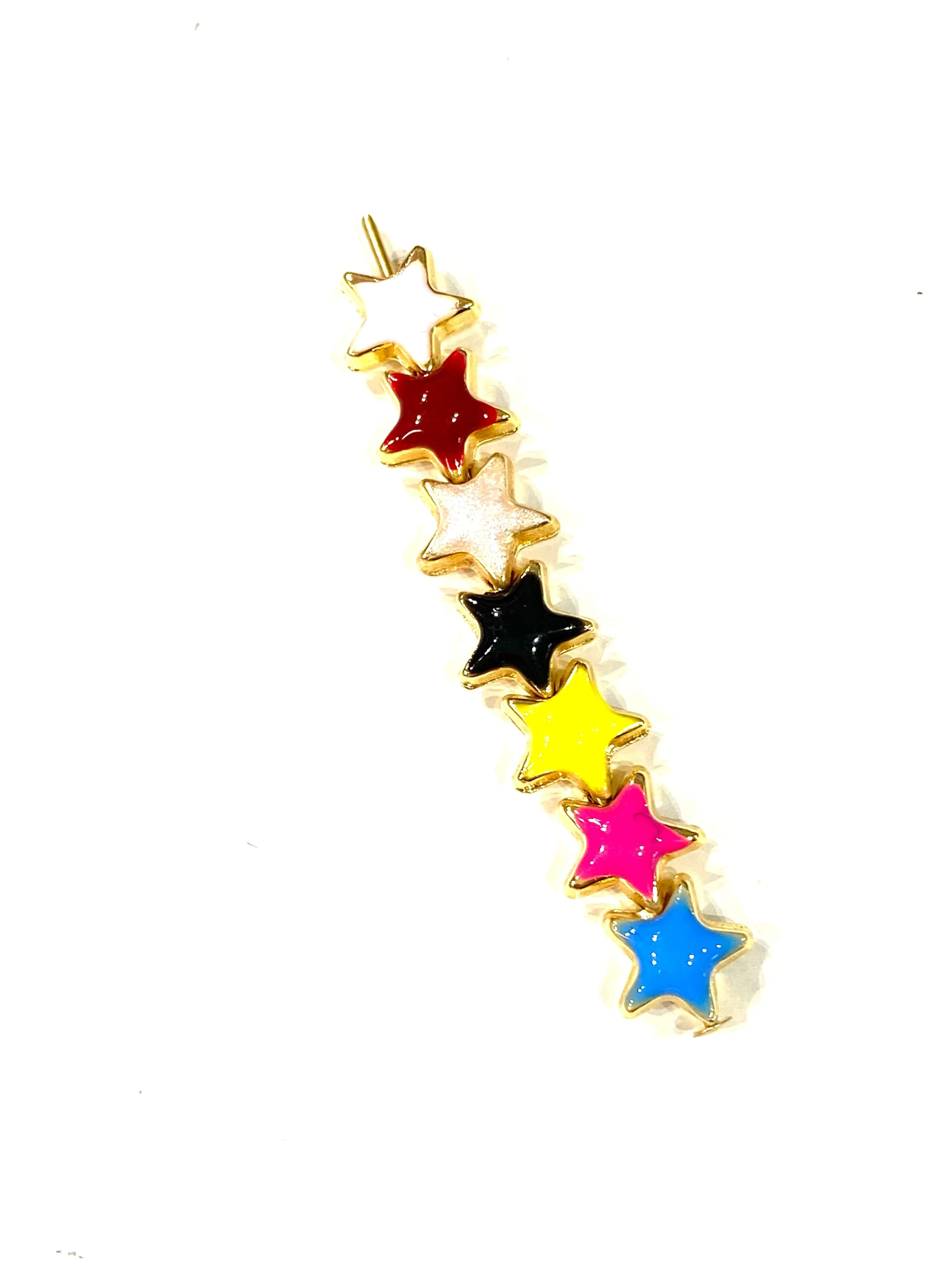 24Kt Shiny Gold Plated Black Enamelled Star Charms, 5 pcs in a pack - Image 2