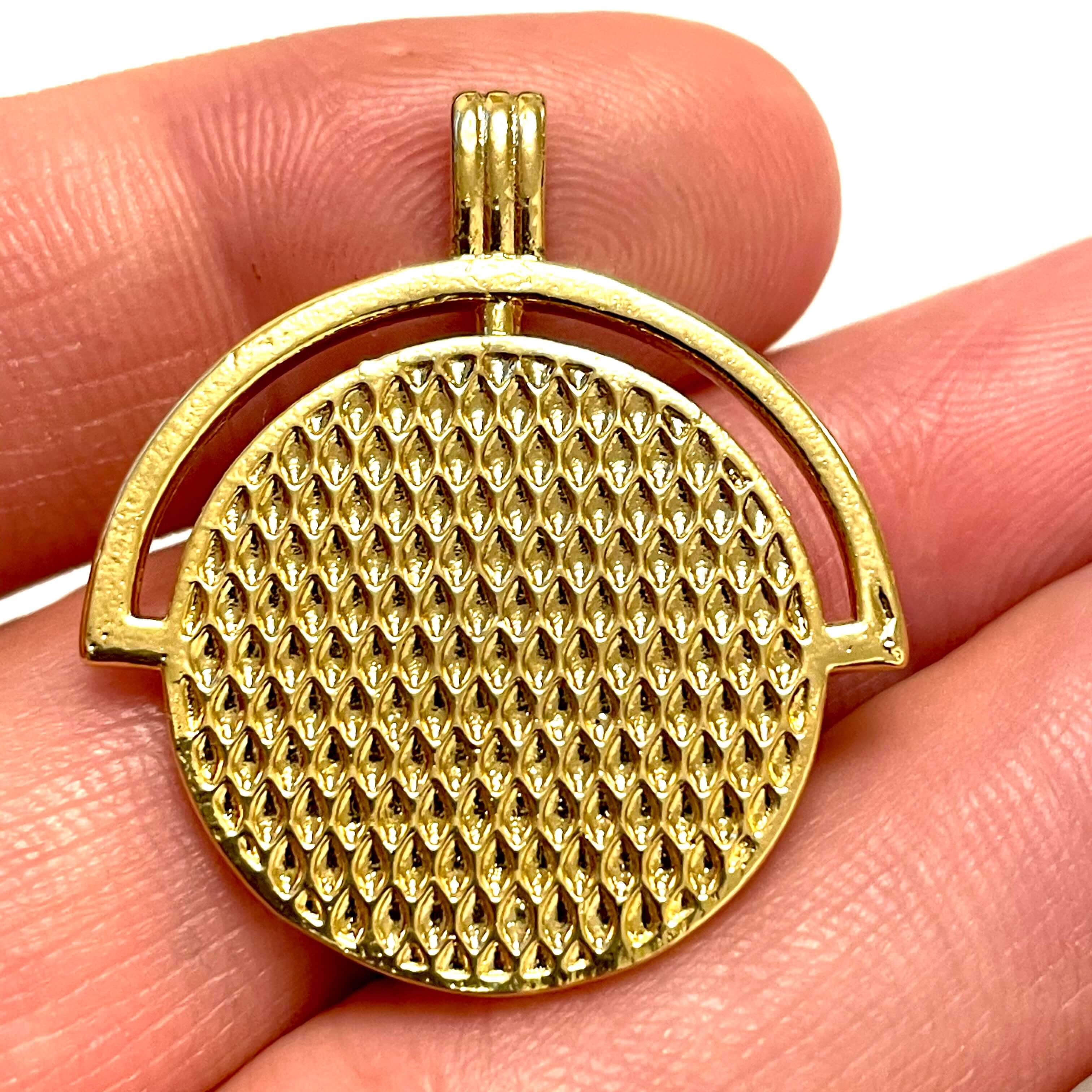 24Kt Shiny Gold Plated Brass Ancient Coin Medallion, Gold Coin Pendant - Image 5